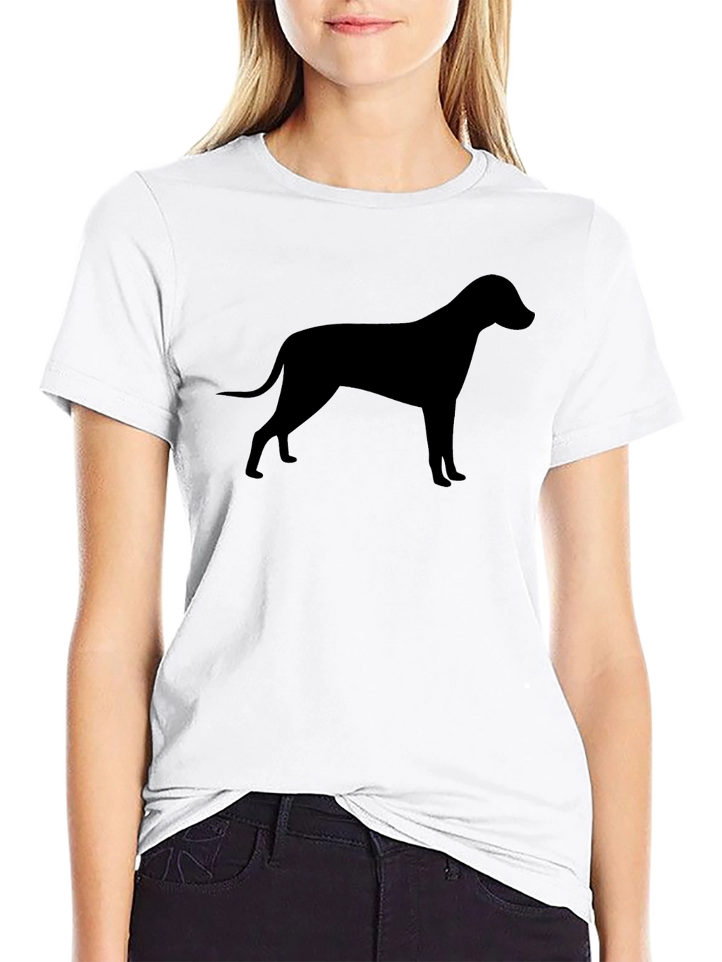 Dog Silhouette Black T-Shirt Unisex Casual Tee
