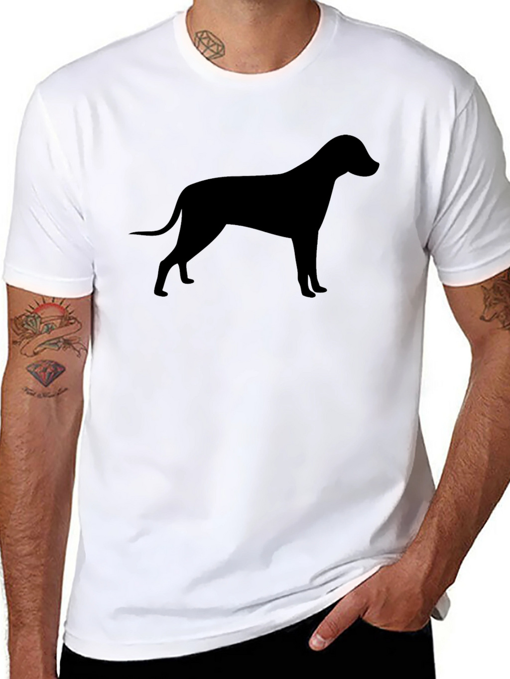 Dog Silhouette Black T-Shirt Unisex Casual Tee