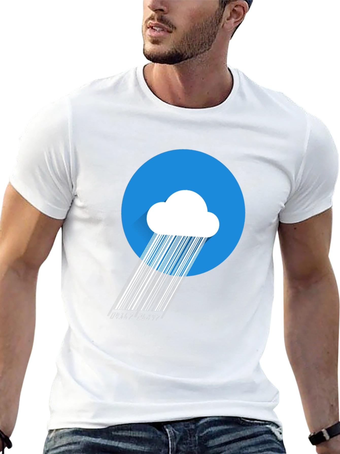 Modern Barcode Rain Cloud Graphic T-Shirt