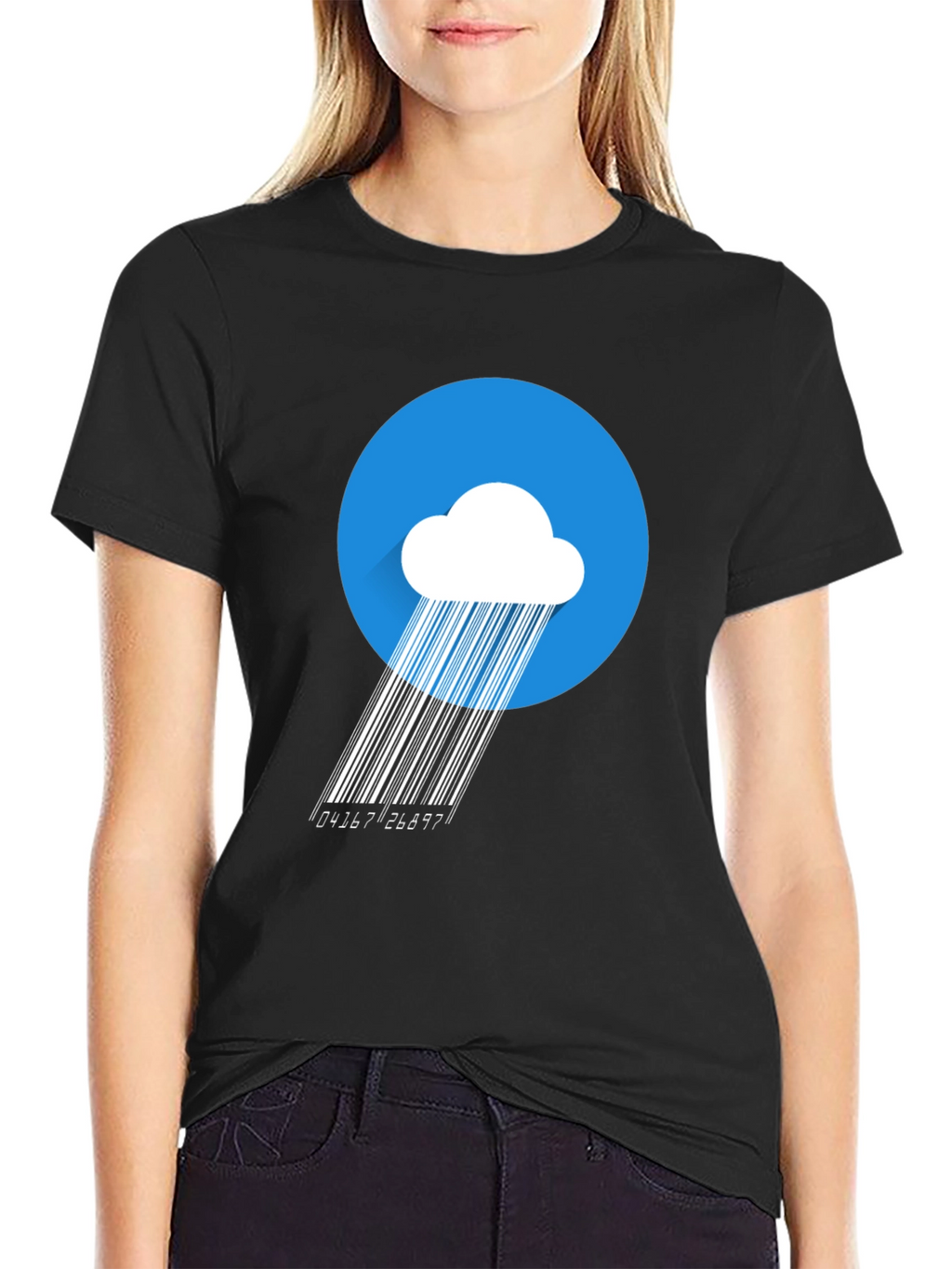 Modern Barcode Rain Cloud Graphic T-Shirt
