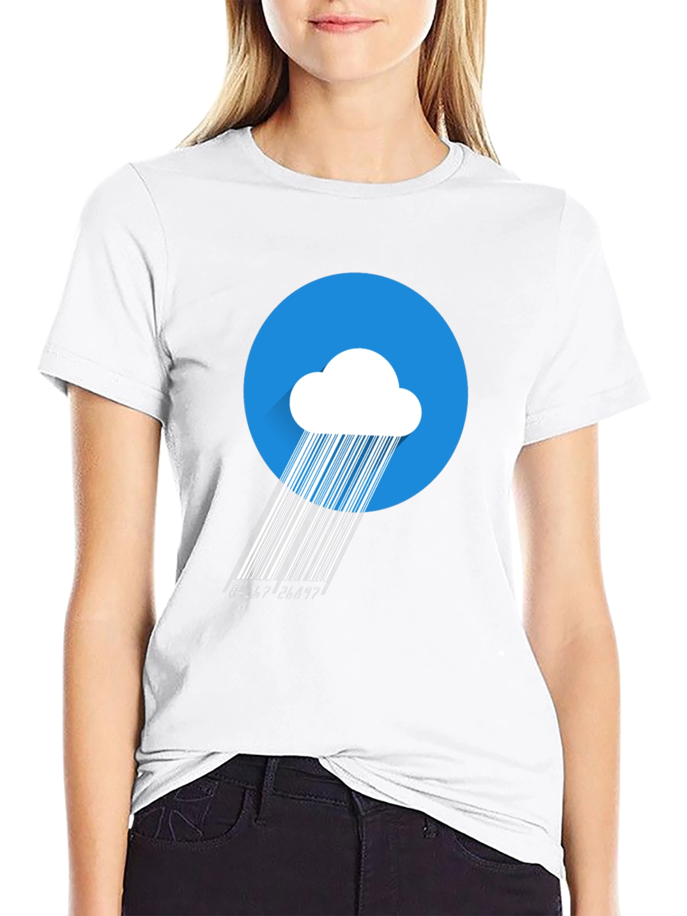 Modern Barcode Rain Cloud Graphic T-Shirt