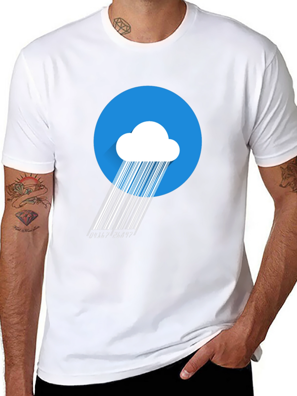 Modern Barcode Rain Cloud Graphic T-Shirt