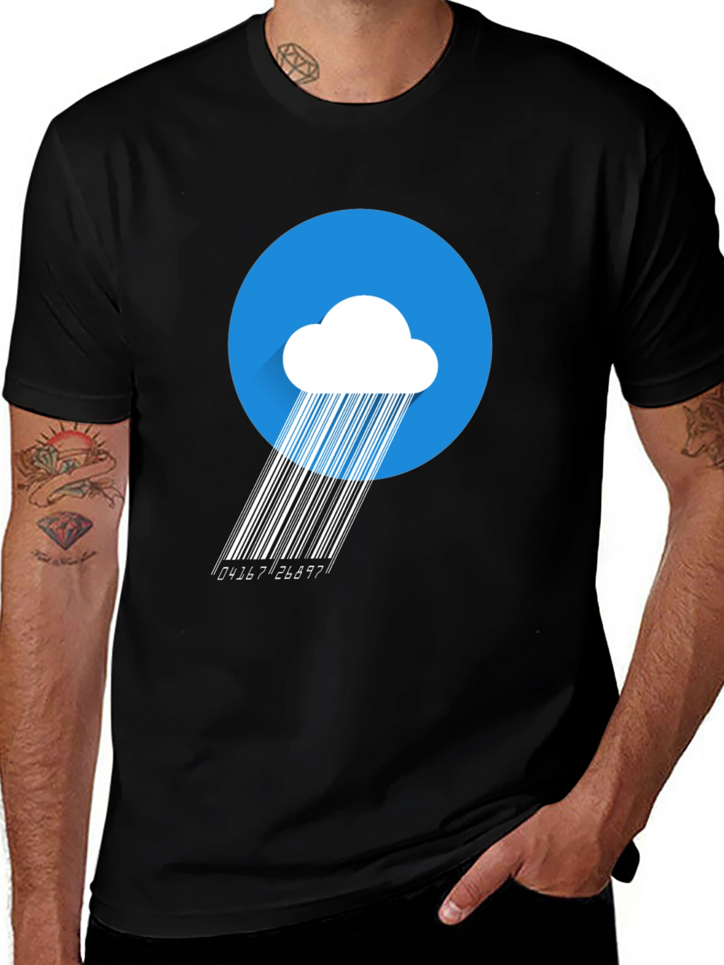 Modern Barcode Rain Cloud Graphic T-Shirt