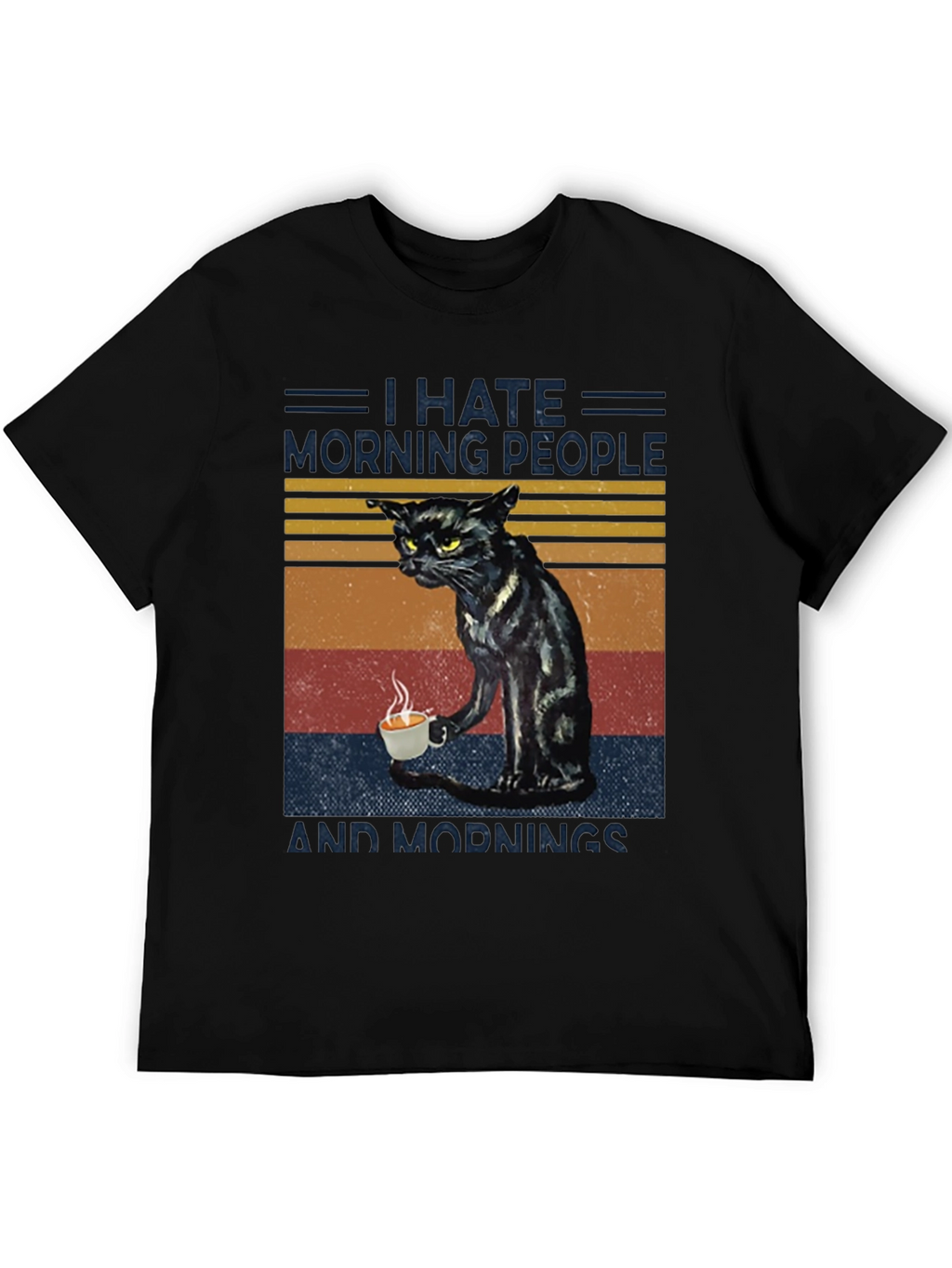 I Hate Morning People Cat Graphic T-Shirt