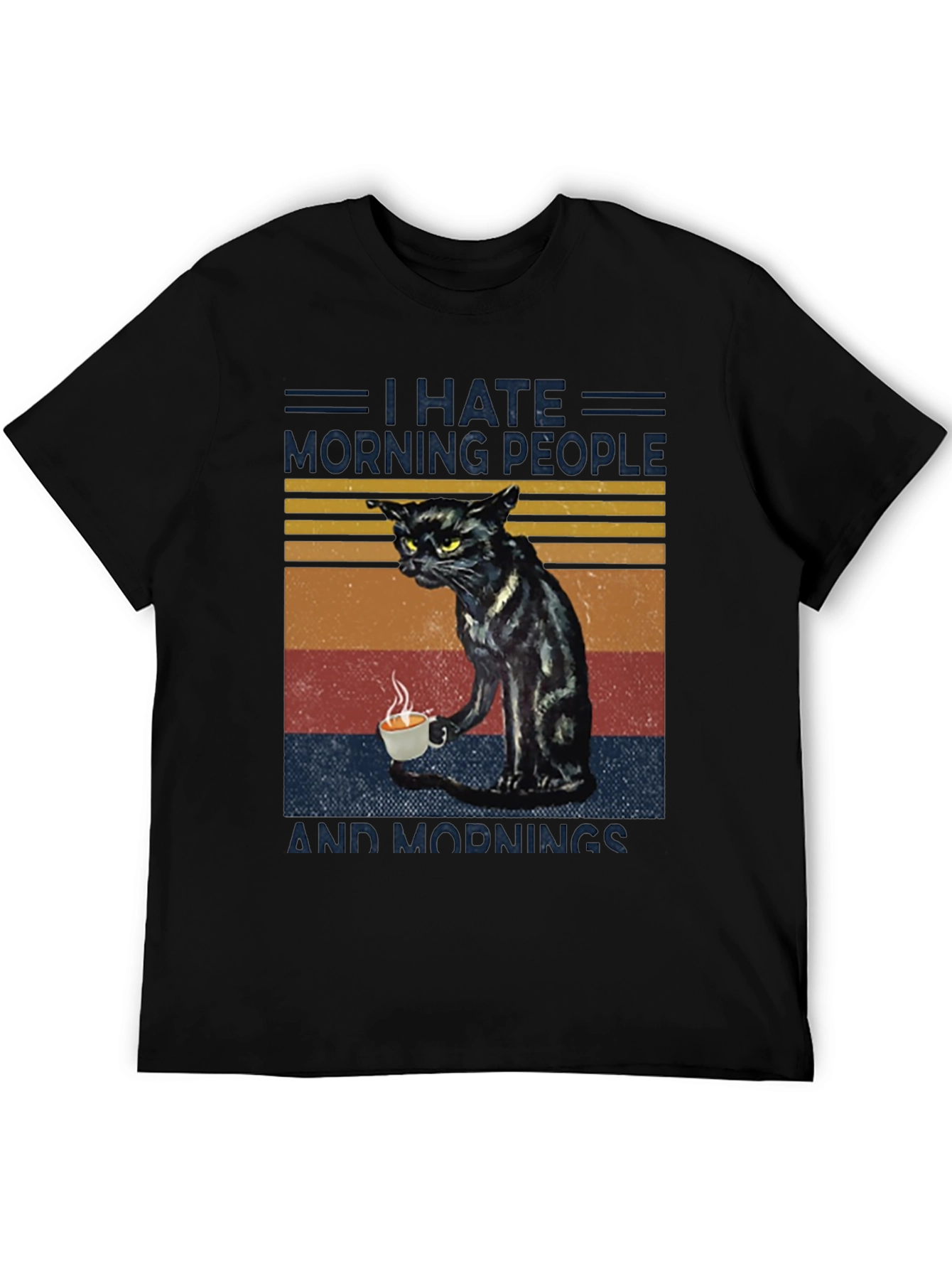 I Hate Morning People Cat Graphic T-Shirt