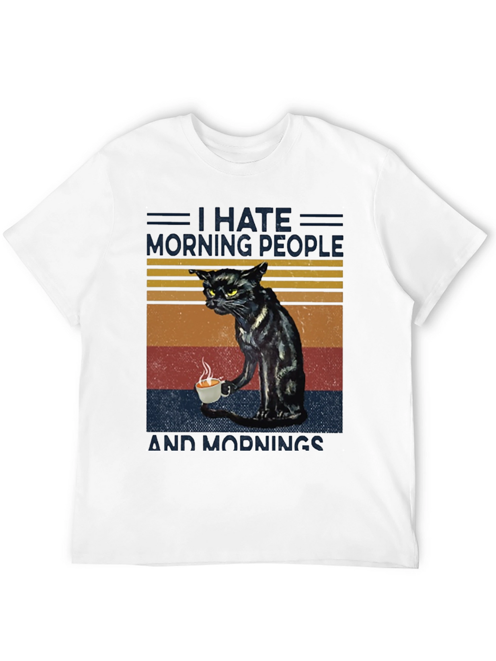 I Hate Morning People Cat Graphic T-Shirt