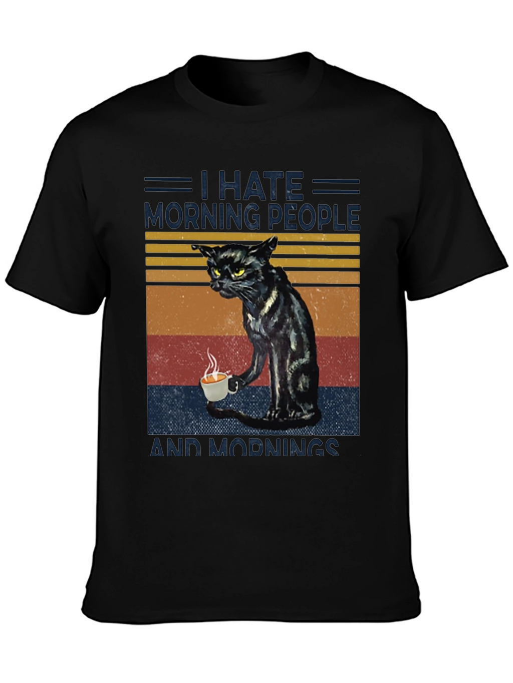 I Hate Morning People Cat Graphic T-Shirt