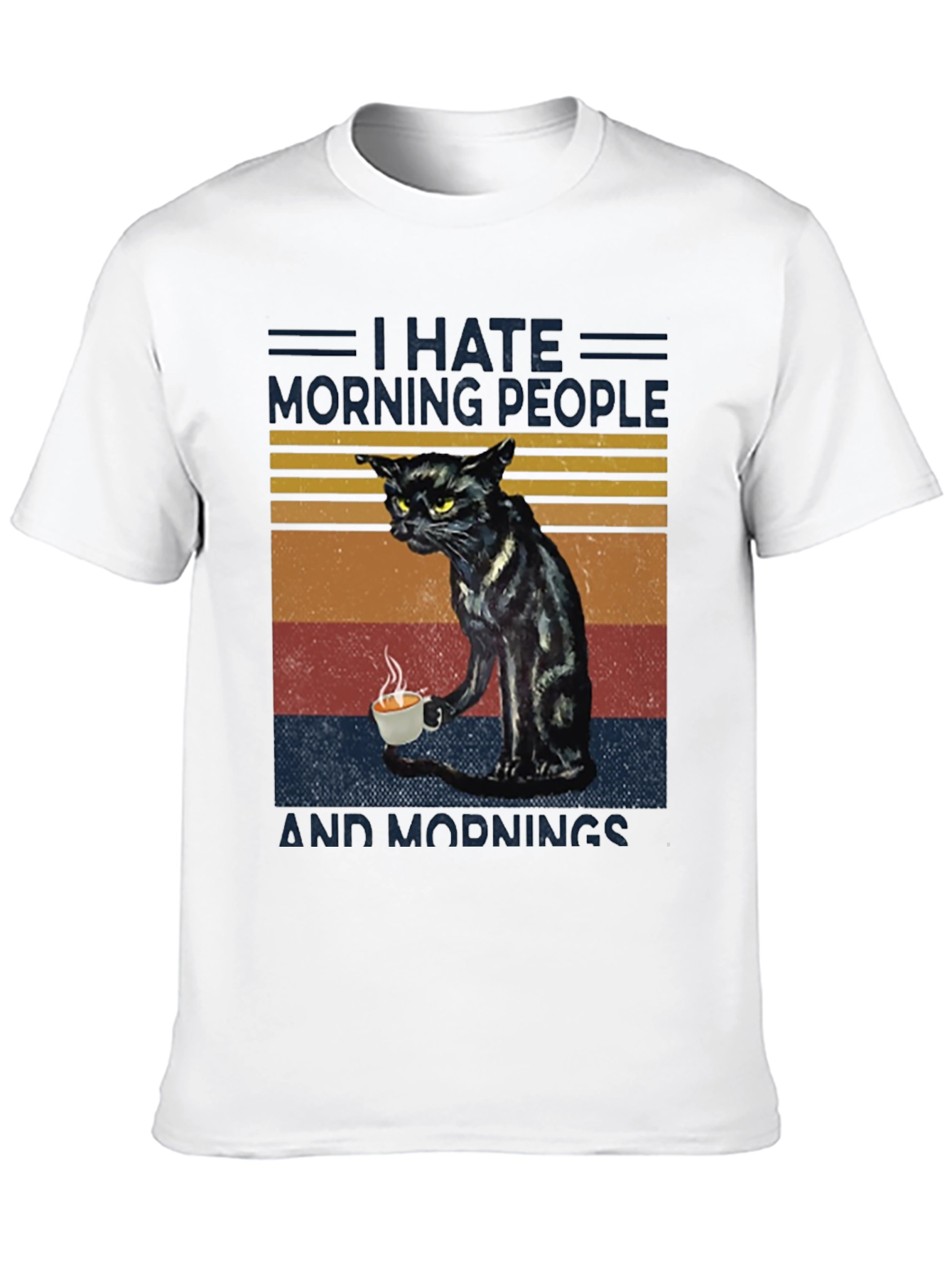 I Hate Morning People Cat Graphic T-Shirt