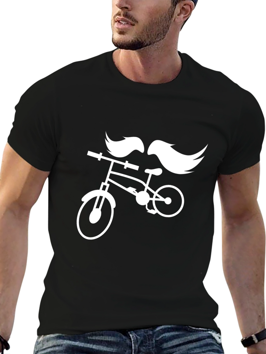 Cool Mustache Bike Black Graphic Tee