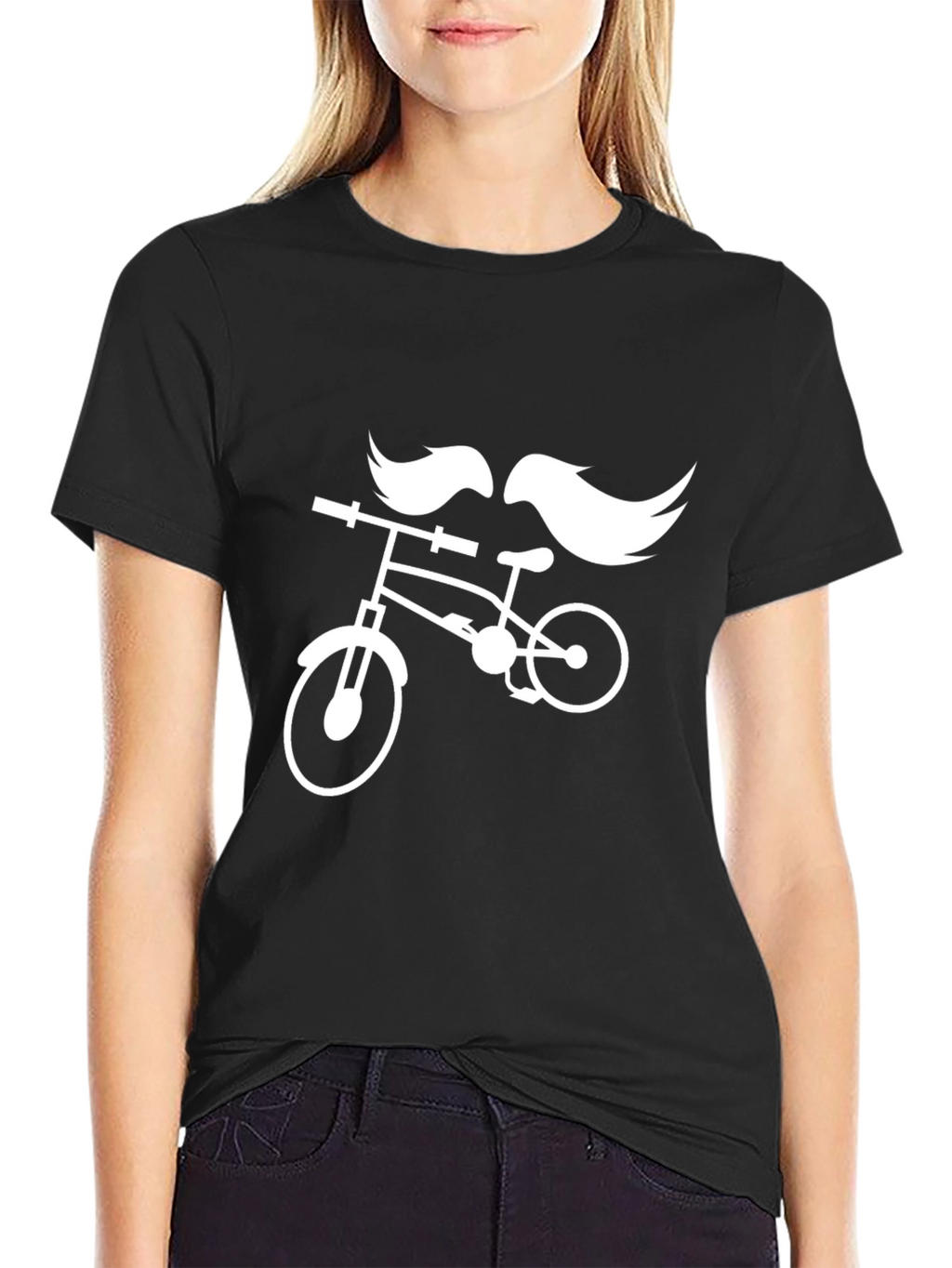 Cool Mustache Bike Black Graphic Tee