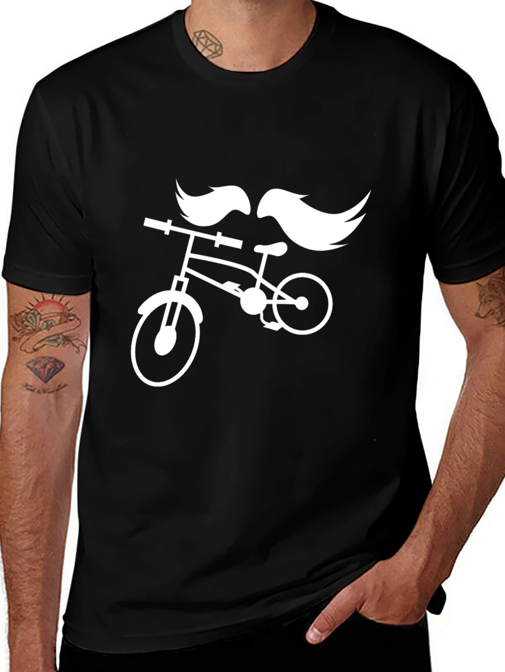 Cool Mustache Bike Black Graphic Tee
