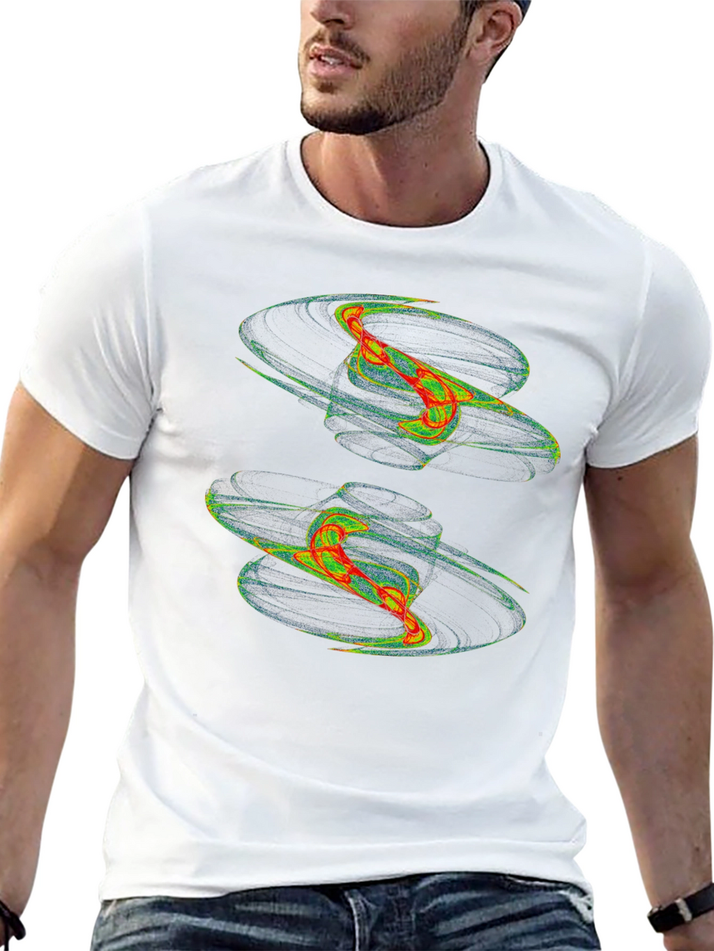 Abstract Vortex Graphic Print Black T-Shirt