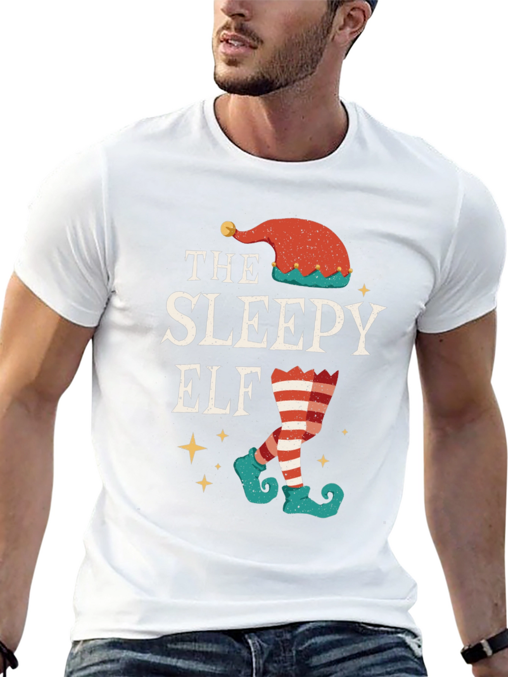 The Sleepy Elf T-Shirt - Holiday Festive