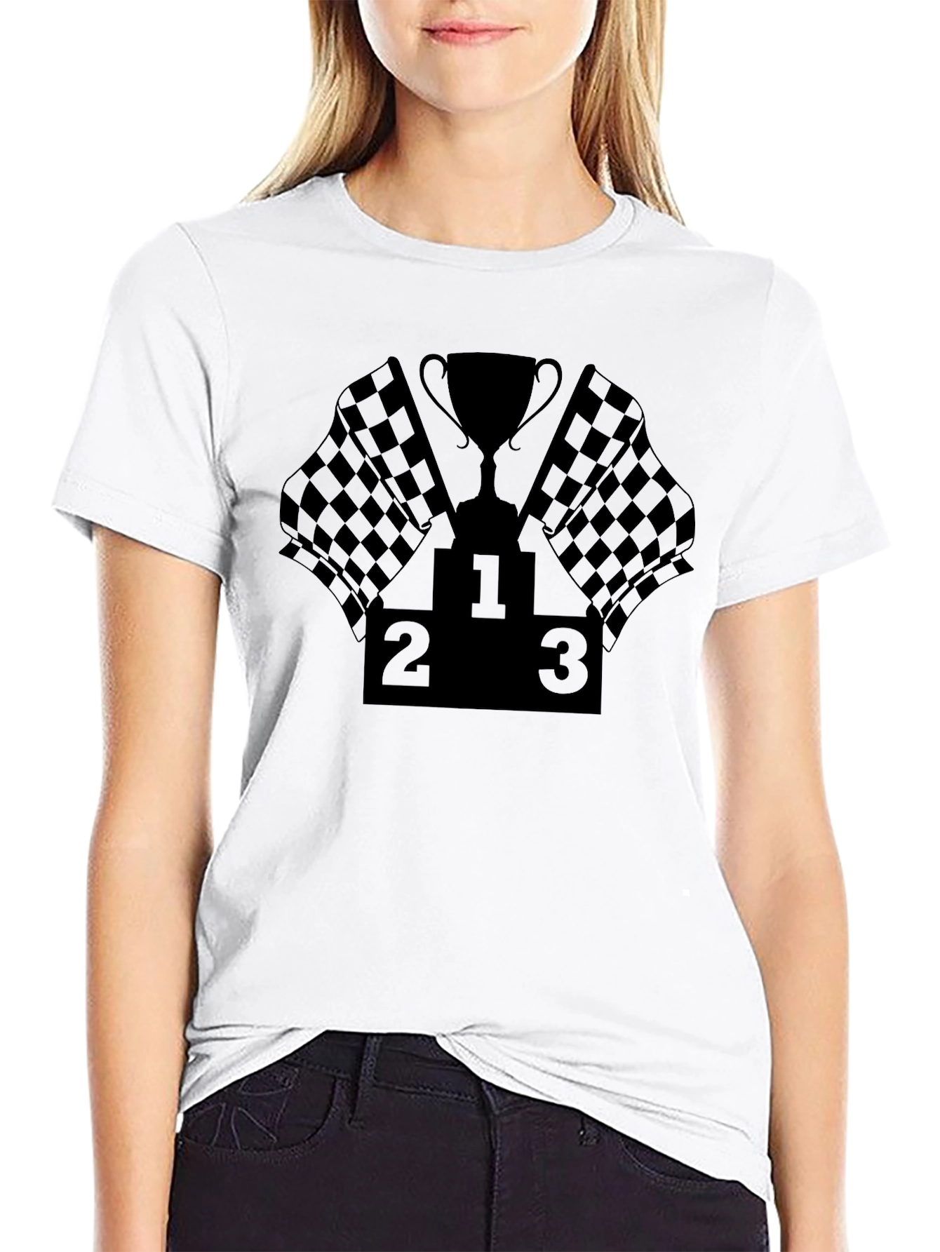 Racing Podium T-Shirt - Checkered Flag Winner Tee