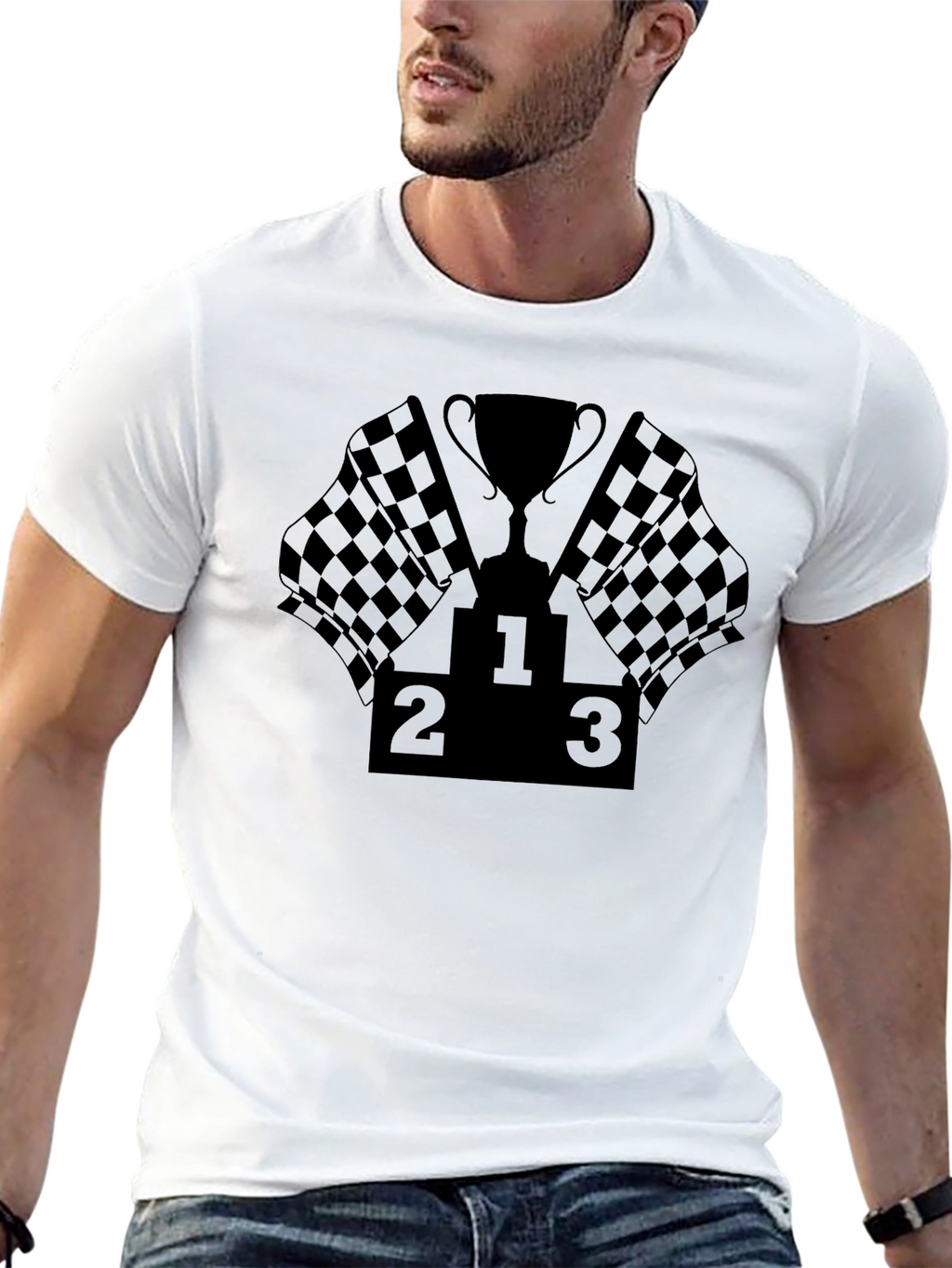 Racing Podium T-Shirt - Checkered Flag Winner Tee