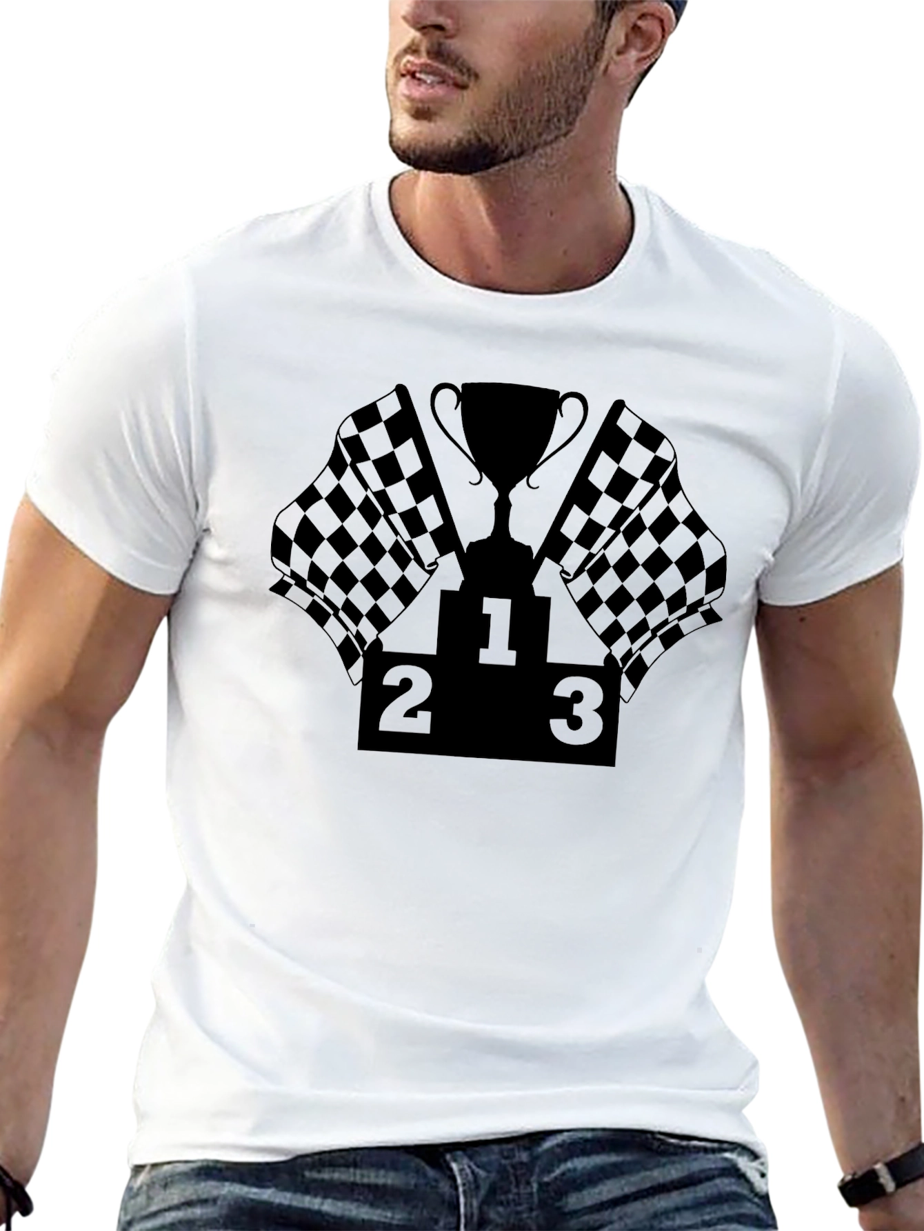 Racing Podium T-Shirt - Checkered Flag Winner Tee