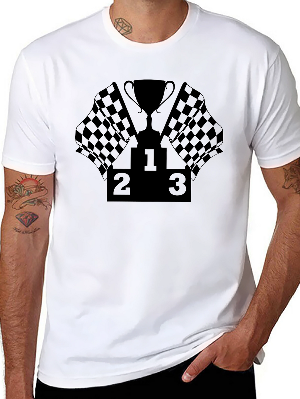 Racing Podium T-Shirt - Checkered Flag Winner Tee
