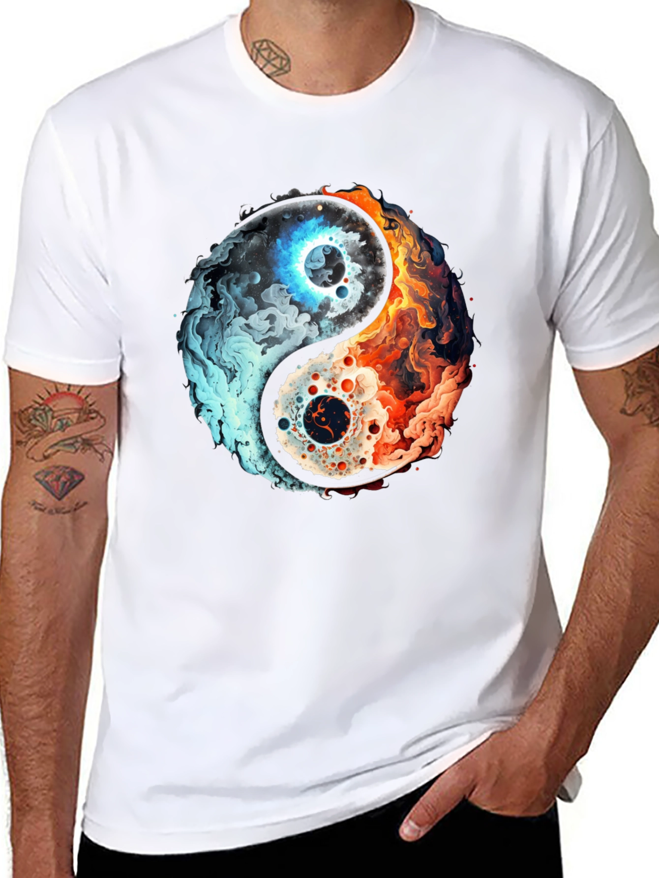 Yin Yang Fire and Ice Graphic Tee