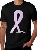 Lavender Ribbon Black T-Shirt: Support and Awareness