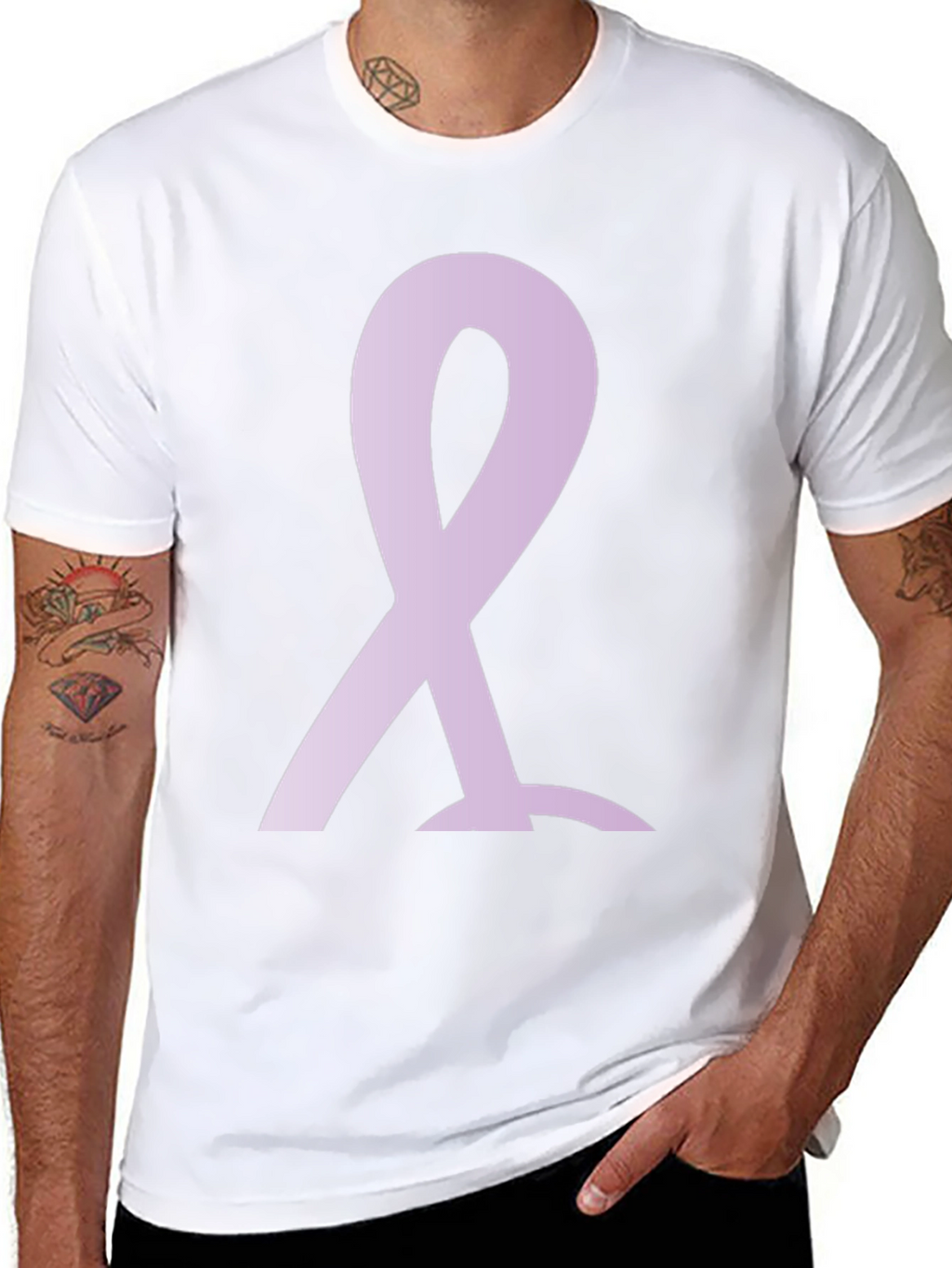 Lavender Ribbon Black T-Shirt: Support and Awareness