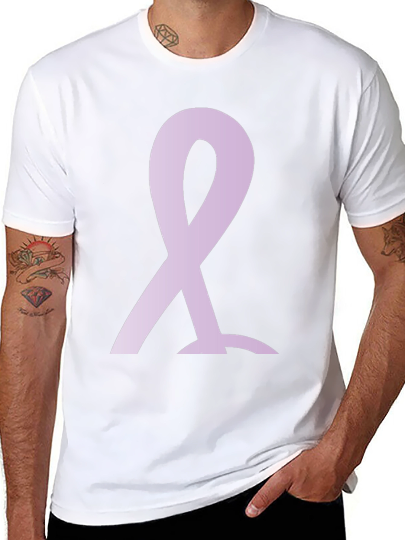 Lavender Ribbon Black T-Shirt: Support and Awareness