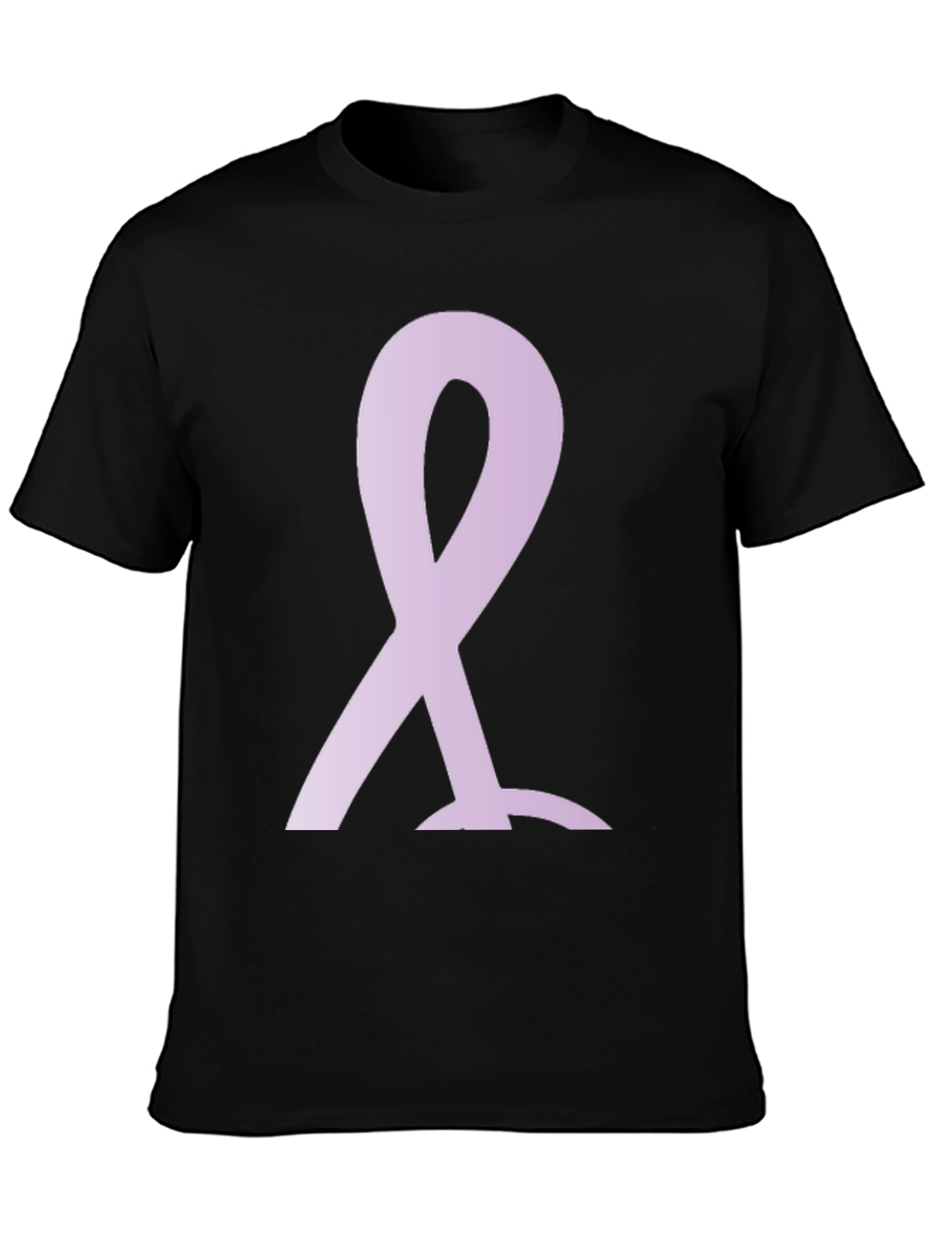 Lavender Ribbon Black T-Shirt: Support and Awareness