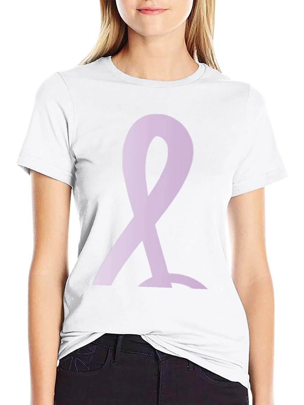 Lavender Ribbon Black T-Shirt: Support and Awareness