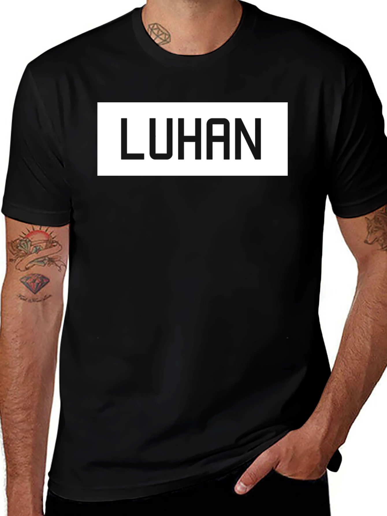 LUHAN Graphic Tee - Stylish Black Cotton Blend T-Shirt