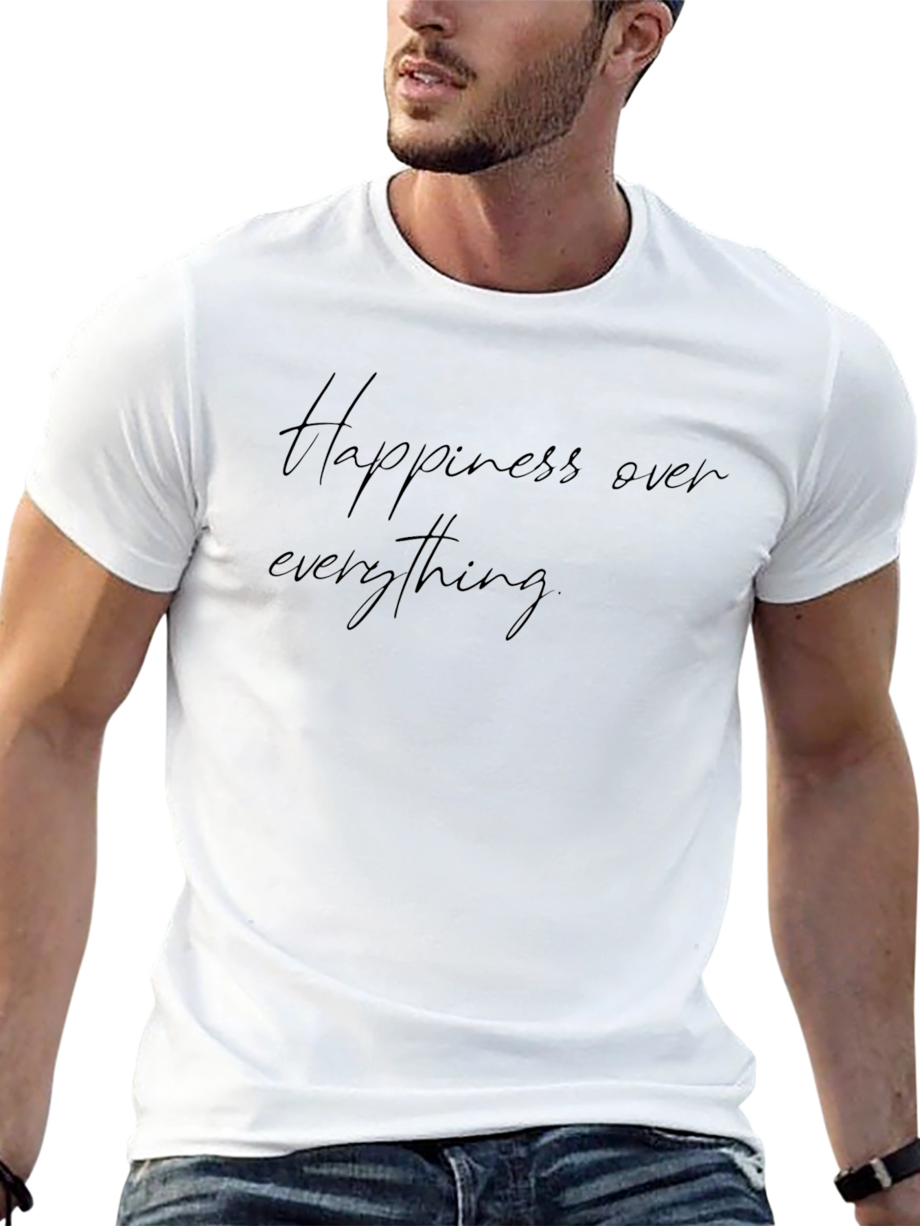 Happiness Over Everything Black Graphic Tee