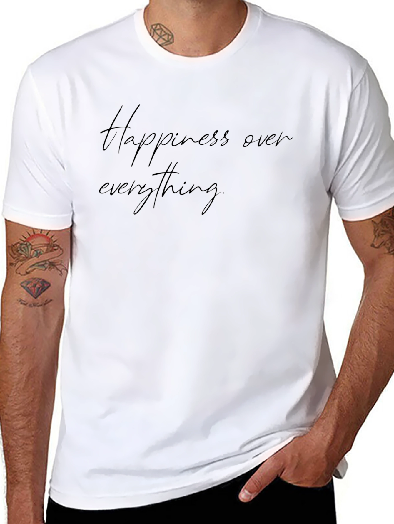 Happiness Over Everything Black Graphic Tee