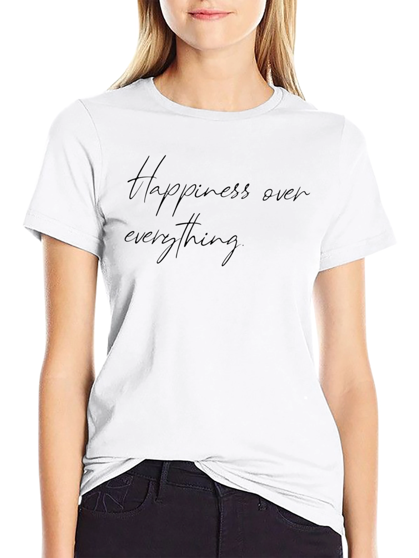 Happiness Over Everything Black Graphic Tee