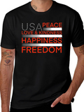USA Peace Love Happiness Freedom T-Shirt