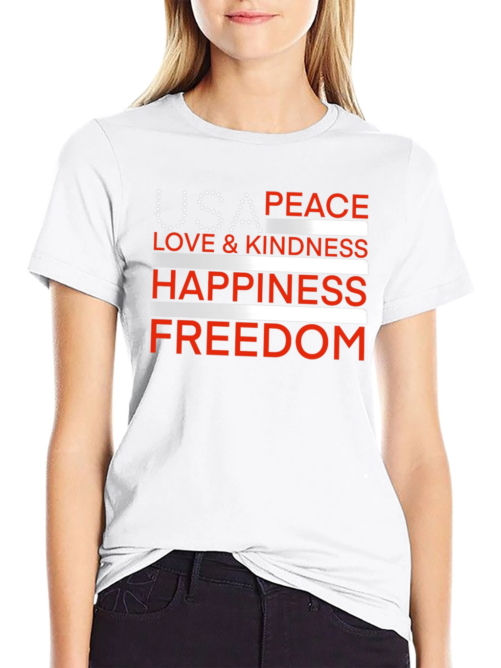 USA Peace Love Happiness Freedom T-Shirt