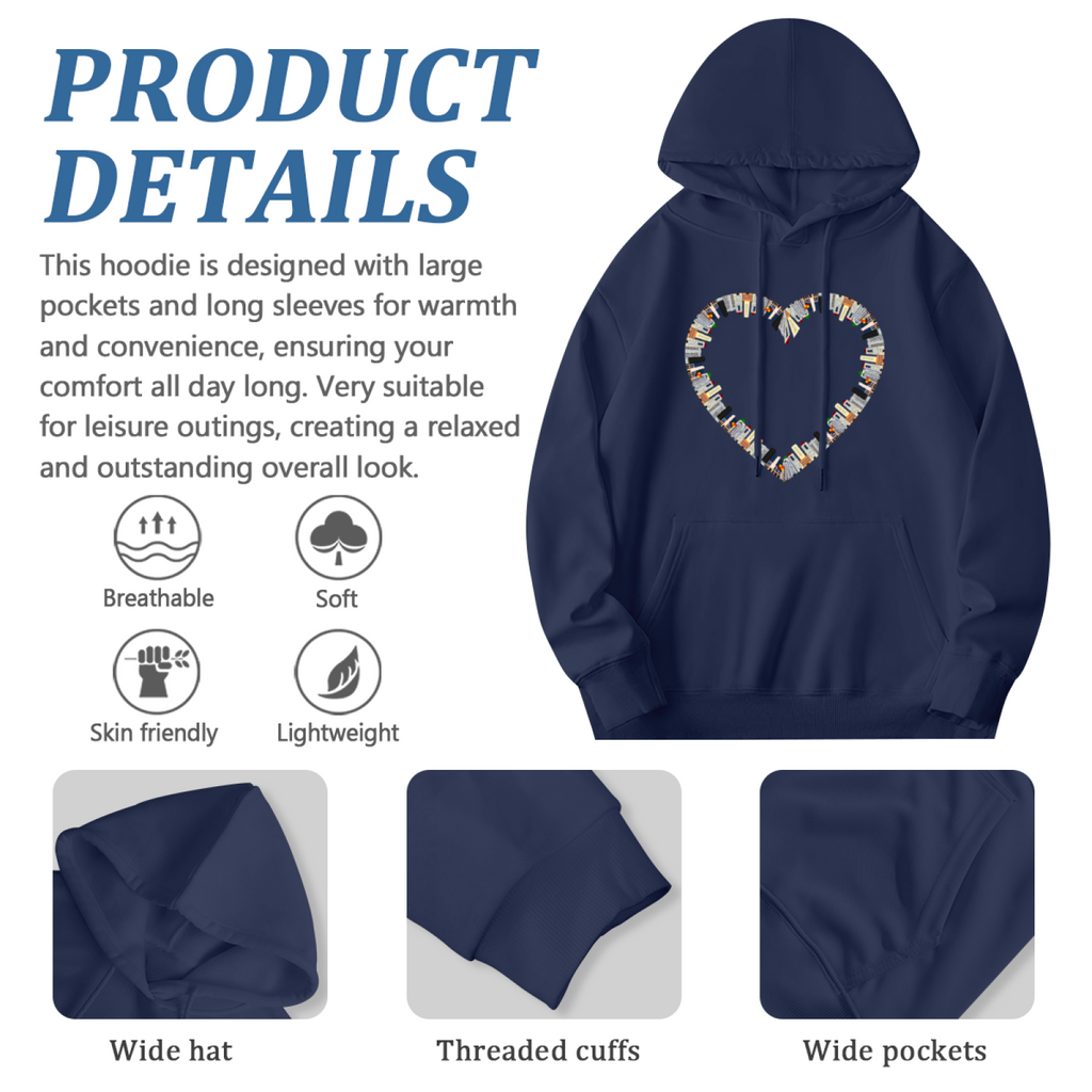 Mosaic Heart Hoodie - Love Art Graphic Sweatshirt for Valentine's Day & Romance