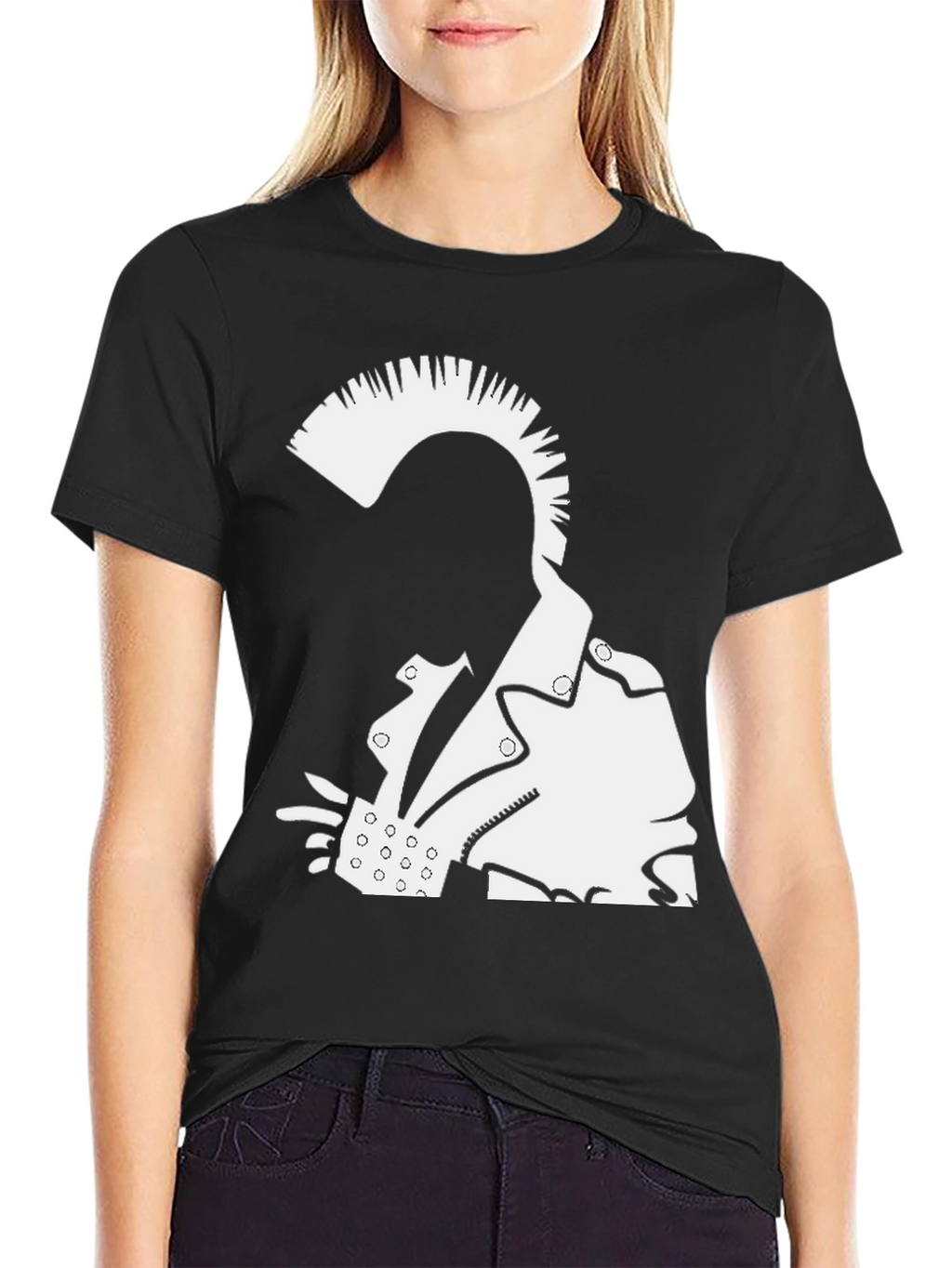 Punk Rock Graphic Tee - Bold Black Cotton T-Shirt