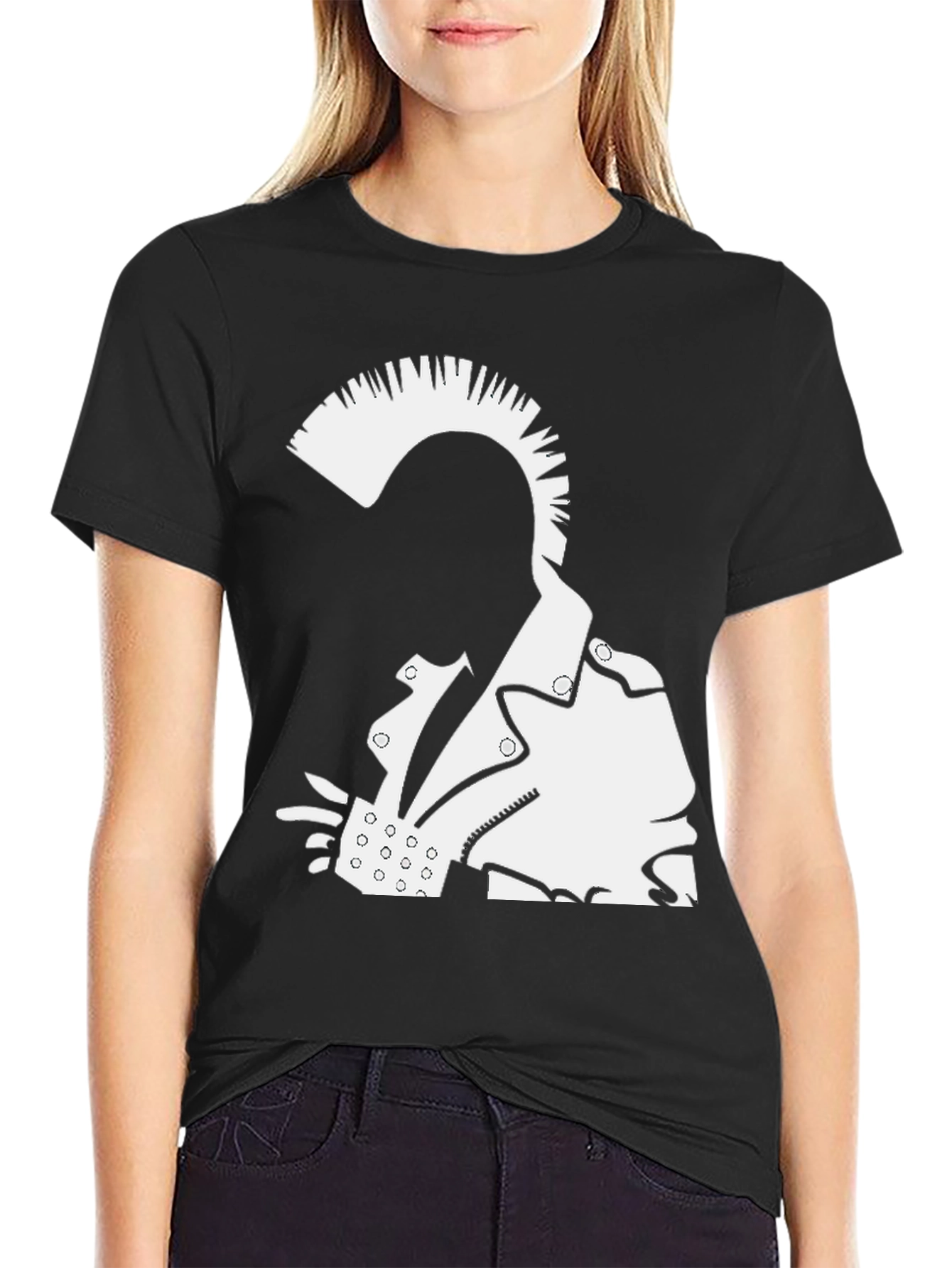 Punk Rock Graphic Tee - Bold Black Cotton T-Shirt