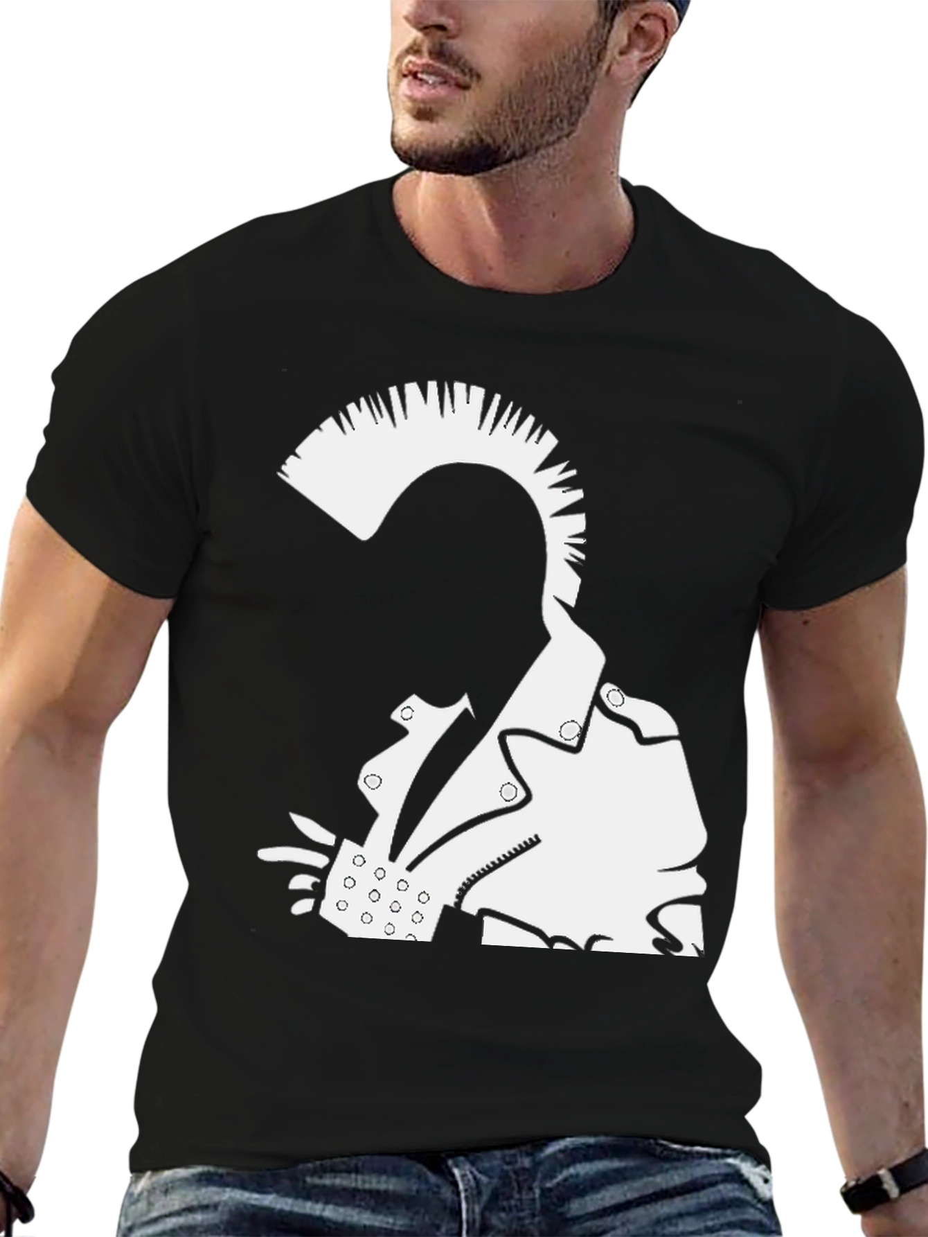 Punk Rock Graphic Tee - Bold Black Cotton T-Shirt