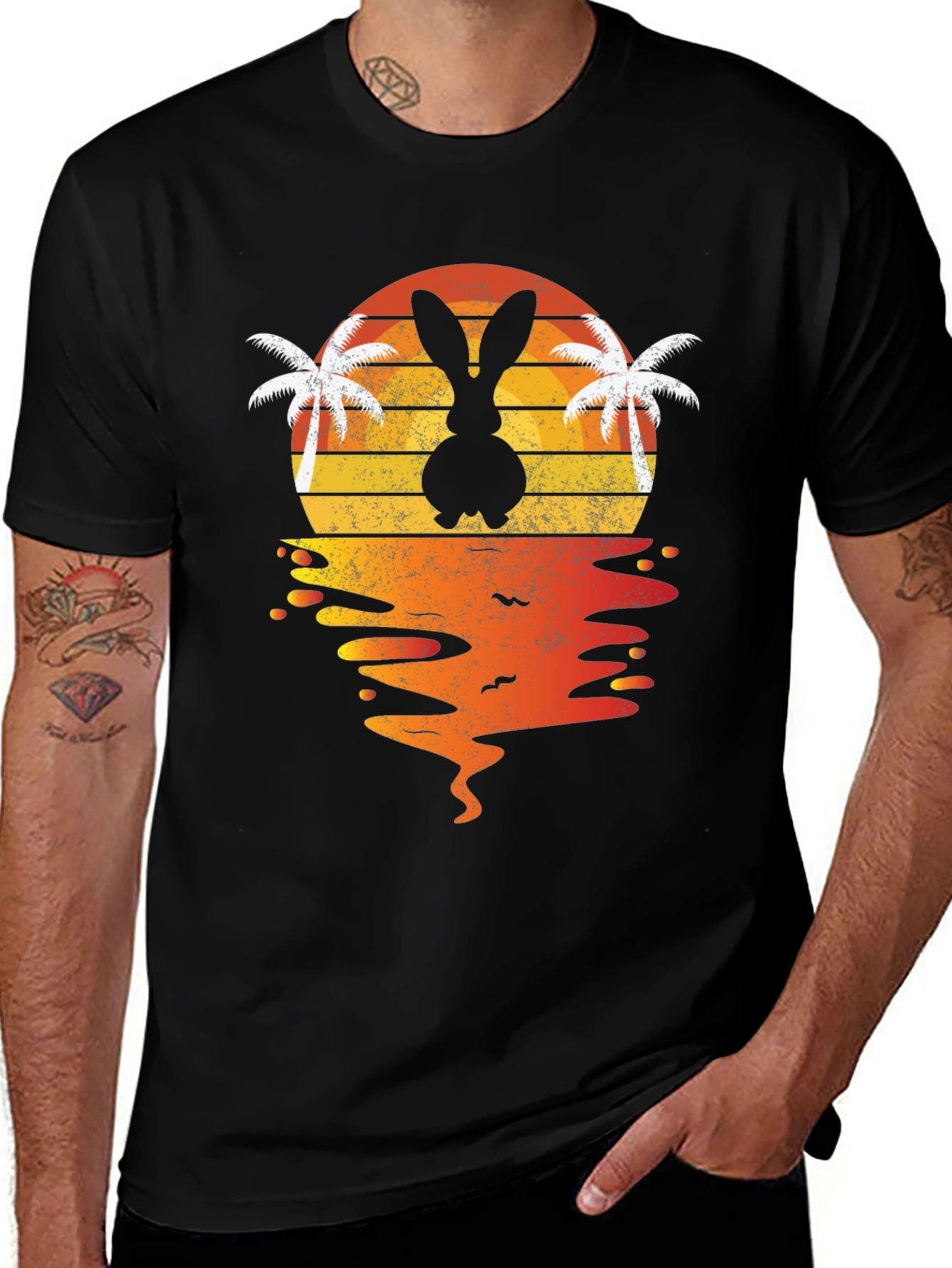 Bunny Sunset T-Shirt - Tropical Easter Vibes