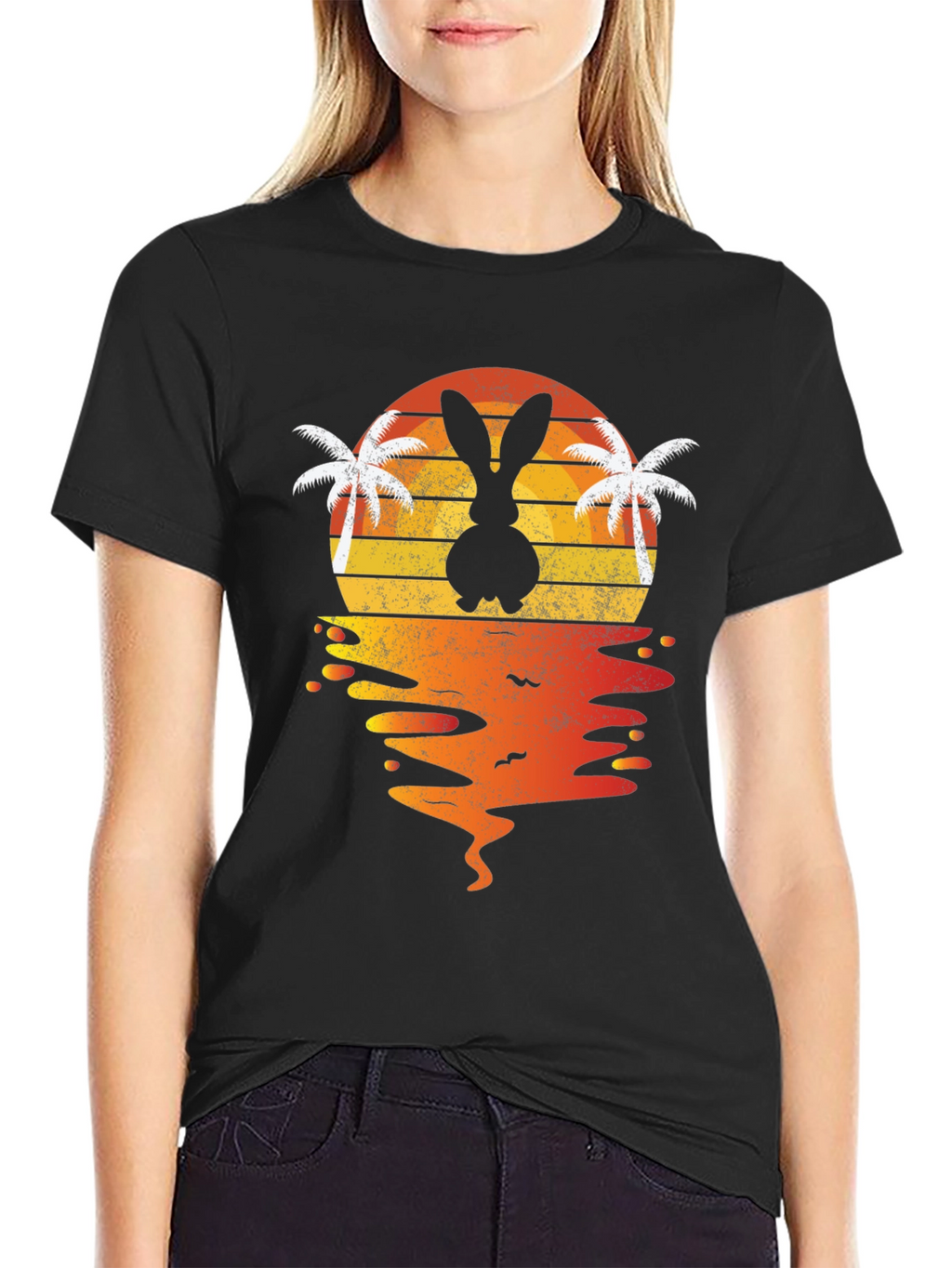 Bunny Sunset T-Shirt - Tropical Easter Vibes
