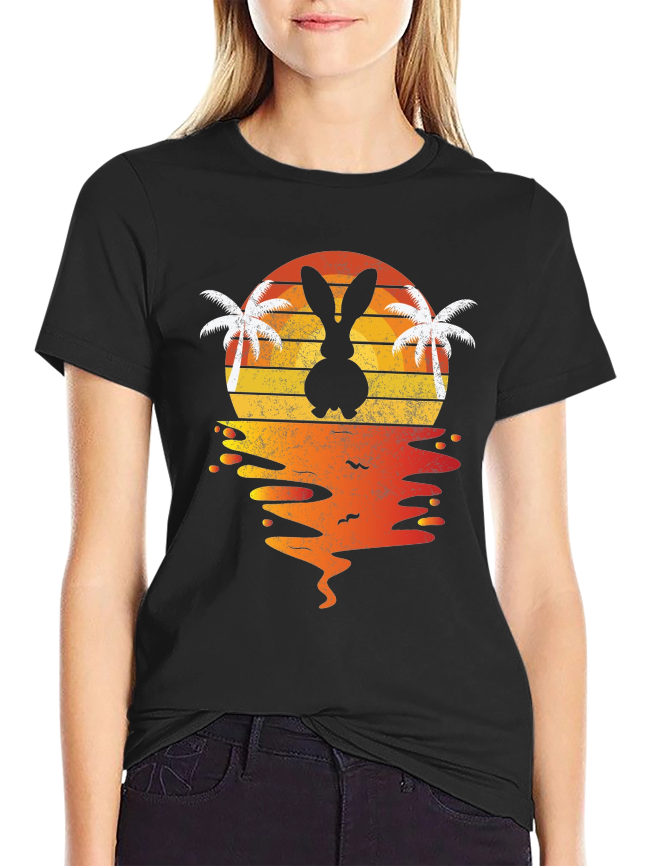 Bunny Sunset T-Shirt - Tropical Easter Vibes