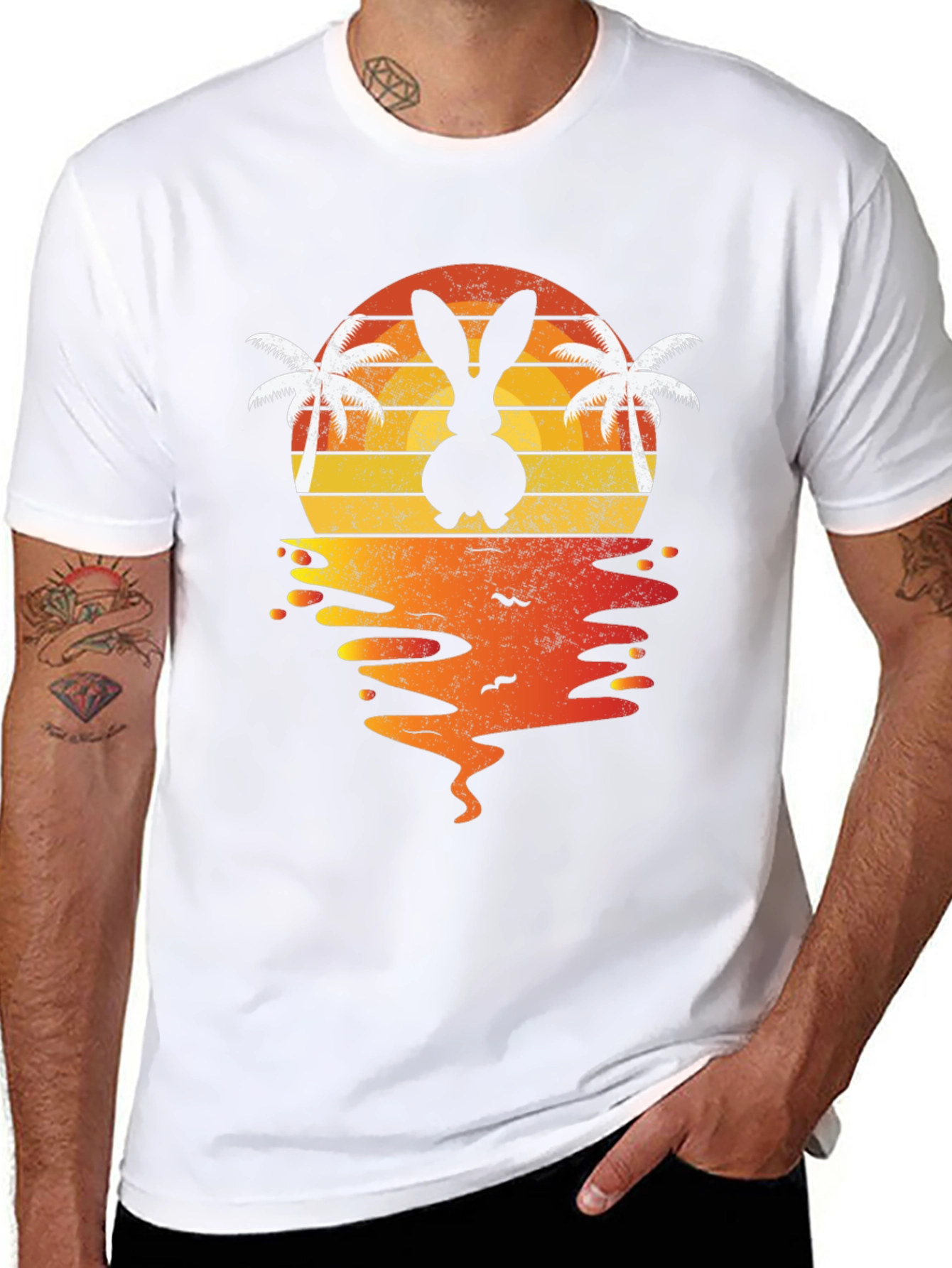 Bunny Sunset T-Shirt - Tropical Easter Vibes