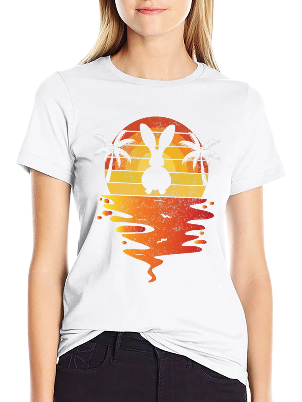 Bunny Sunset T-Shirt - Tropical Easter Vibes