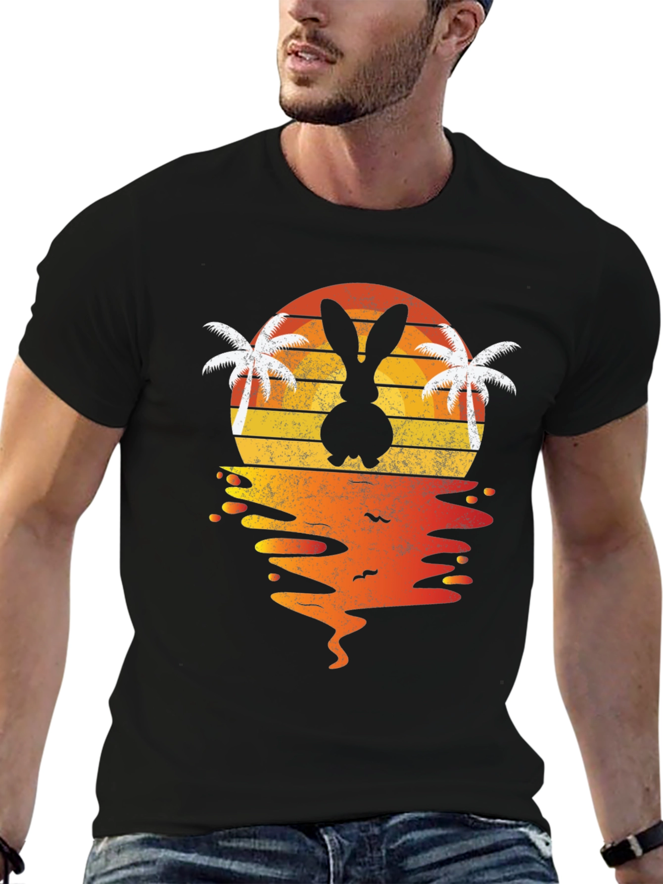 Bunny Sunset T-Shirt - Tropical Easter Vibes