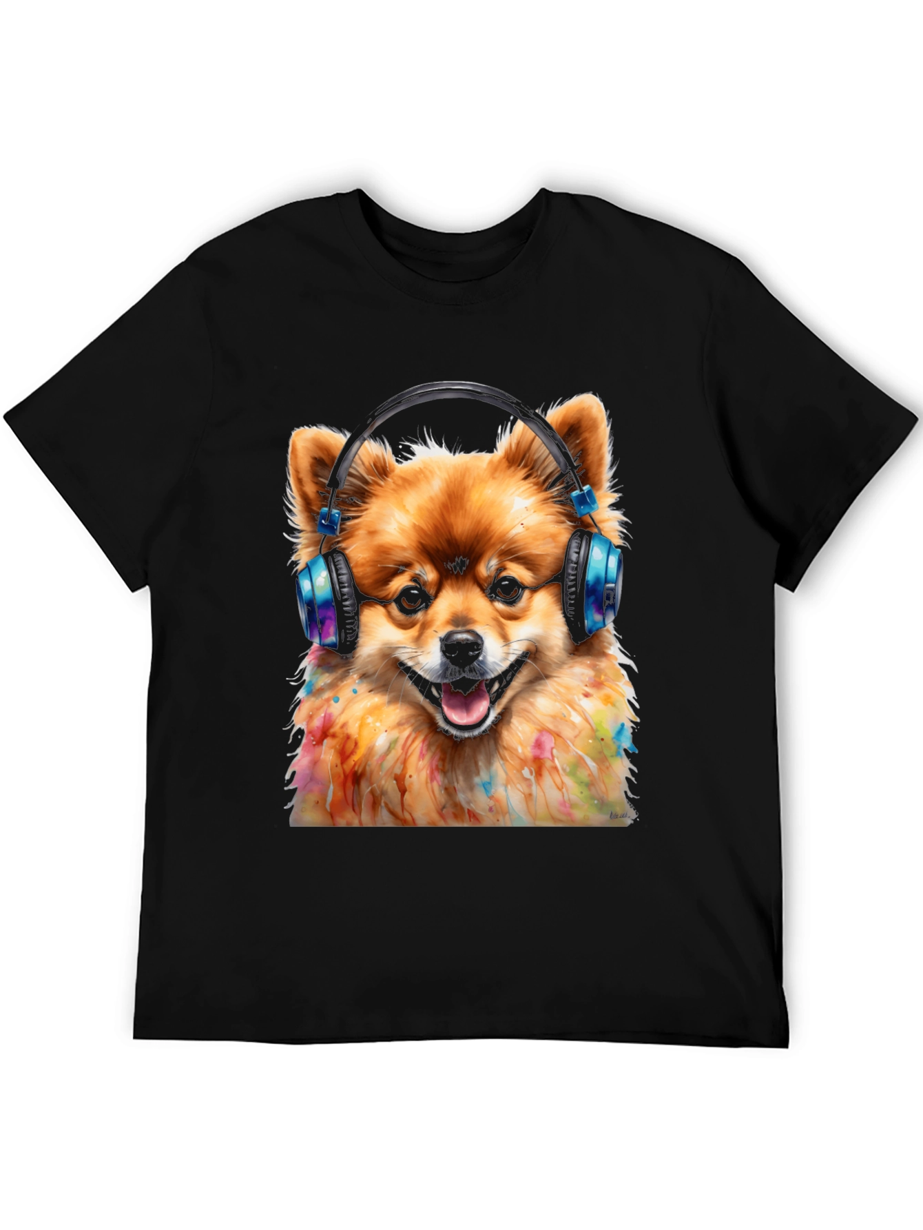 Dog DJ Graphic Tee - Pomeranian with Headphones