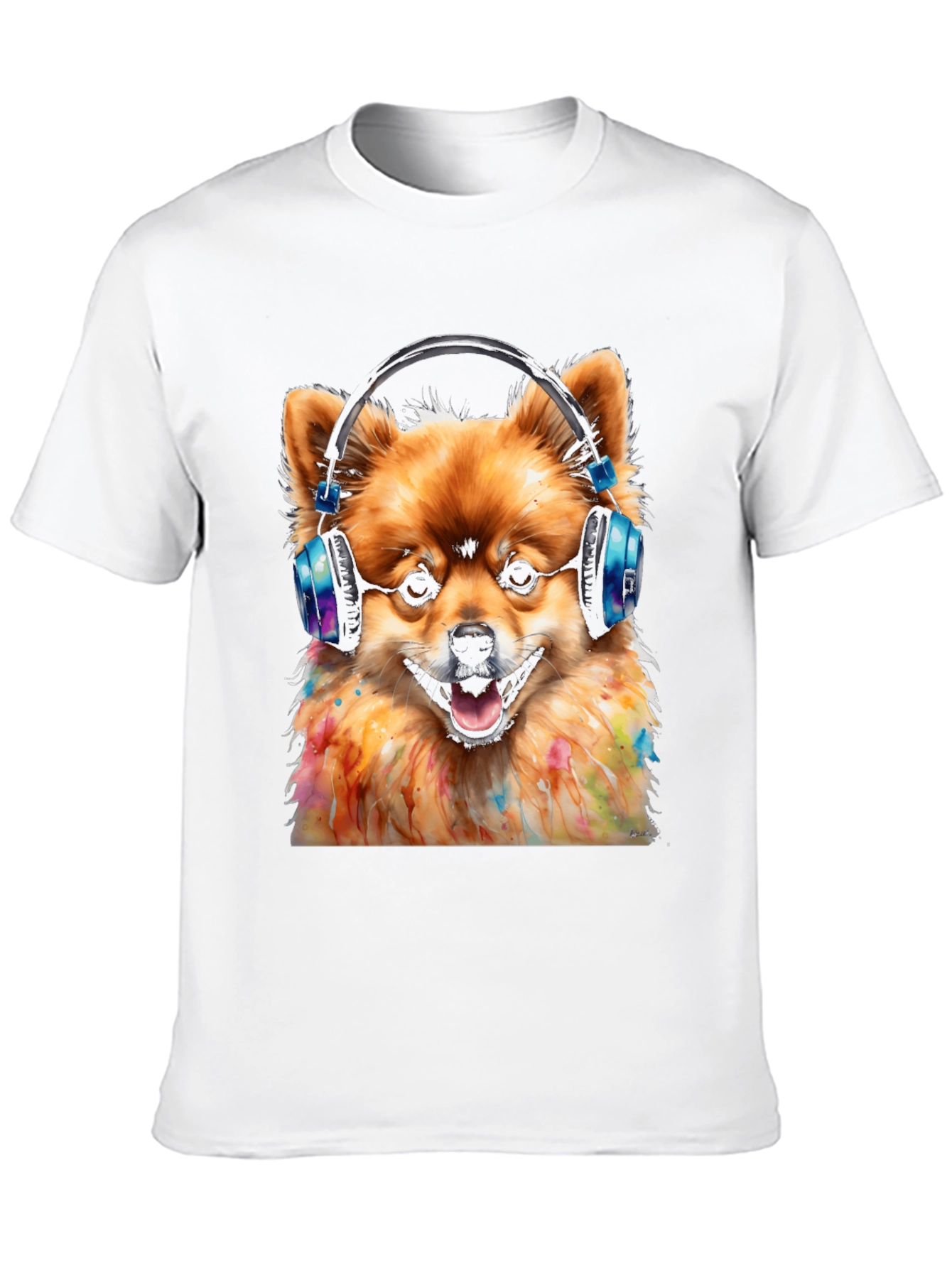 Dog DJ Graphic Tee - Pomeranian with Headphones