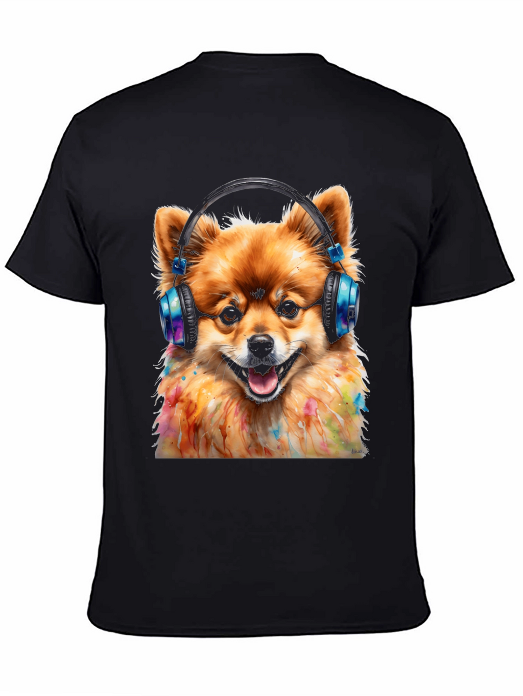 Dog DJ Graphic Tee - Pomeranian with Headphones