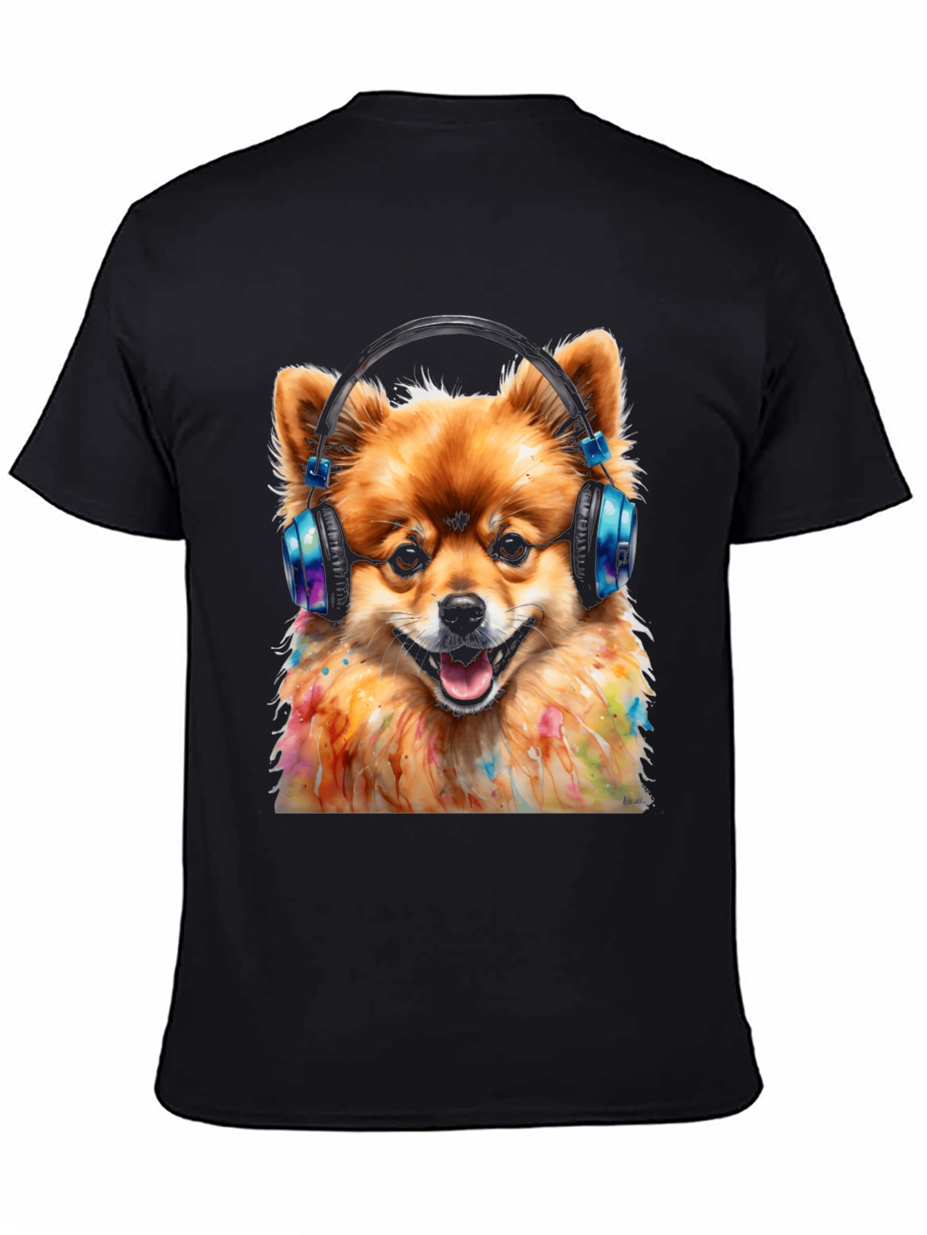 Dog DJ Graphic Tee - Pomeranian with Headphones