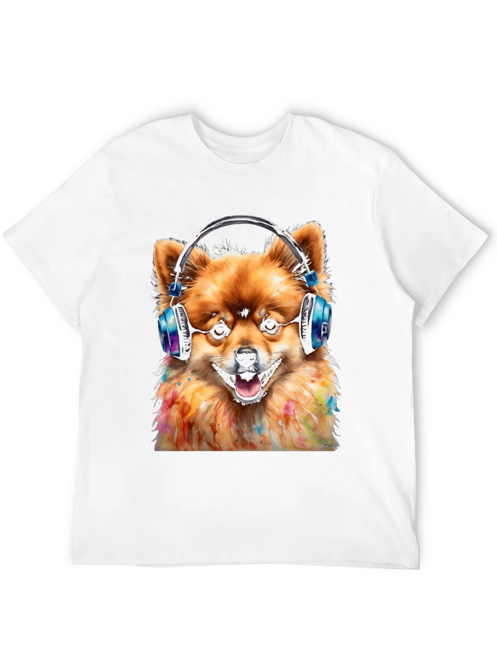 Dog DJ Graphic Tee - Pomeranian with Headphones