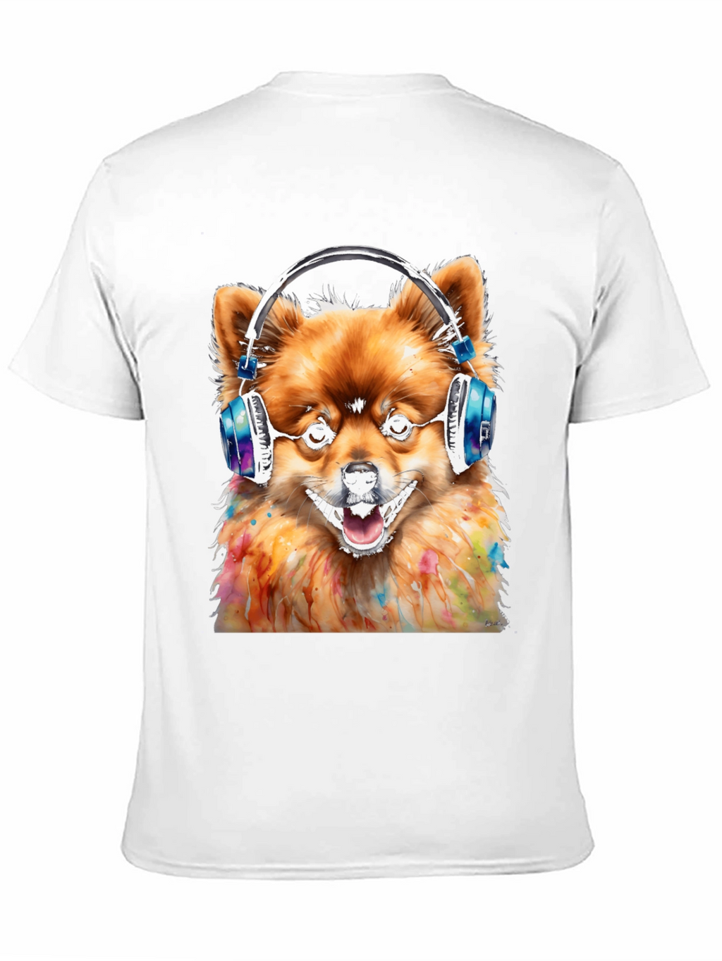 Dog DJ Graphic Tee - Pomeranian with Headphones