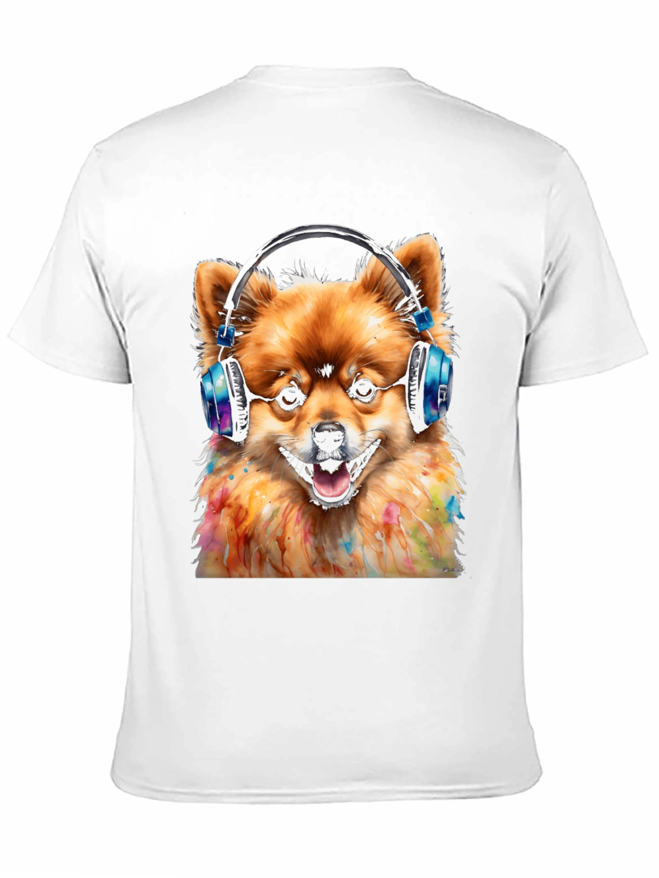 Dog DJ Graphic Tee - Pomeranian with Headphones